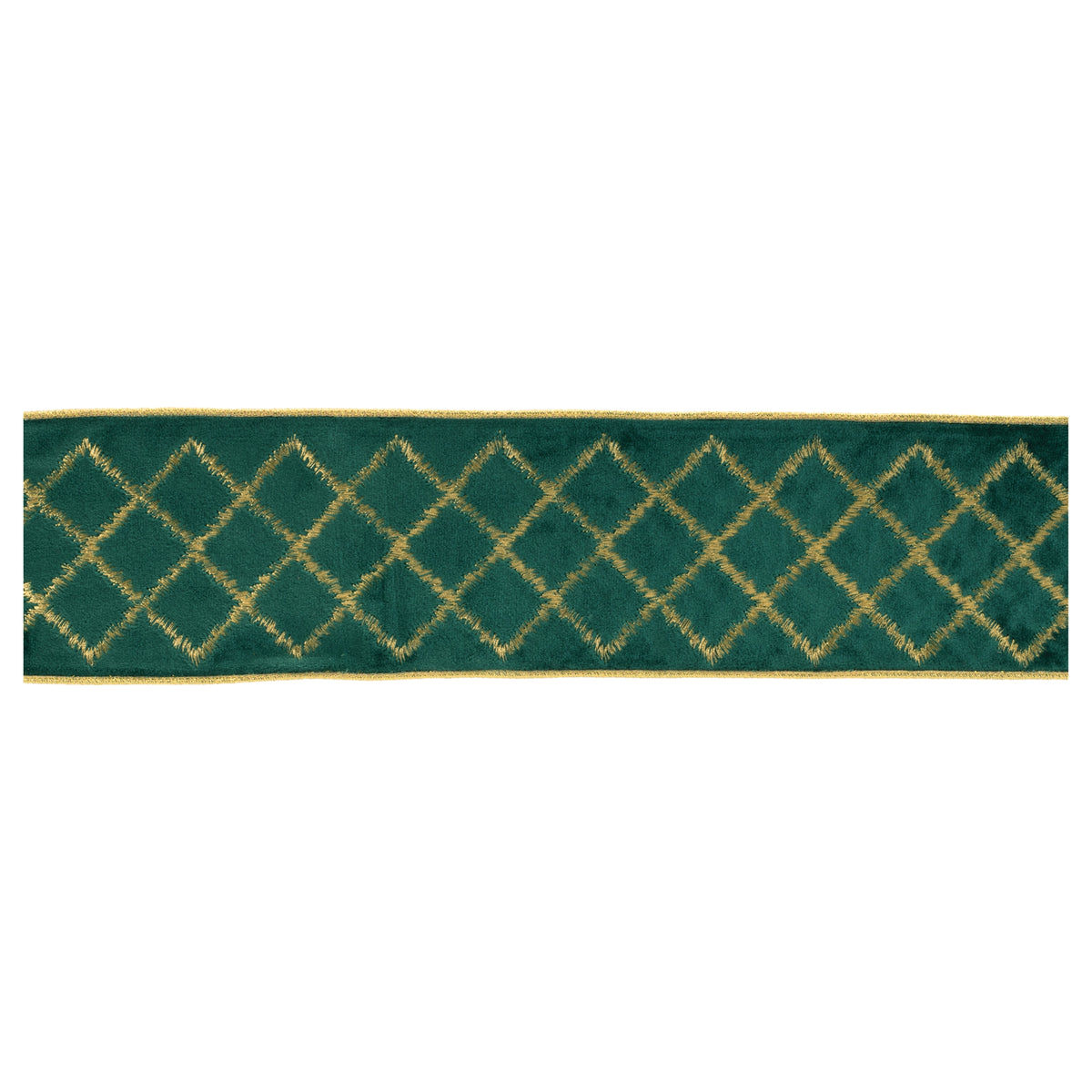 Green w/Gold Lattice Ribbon 4" x 5 Yds.