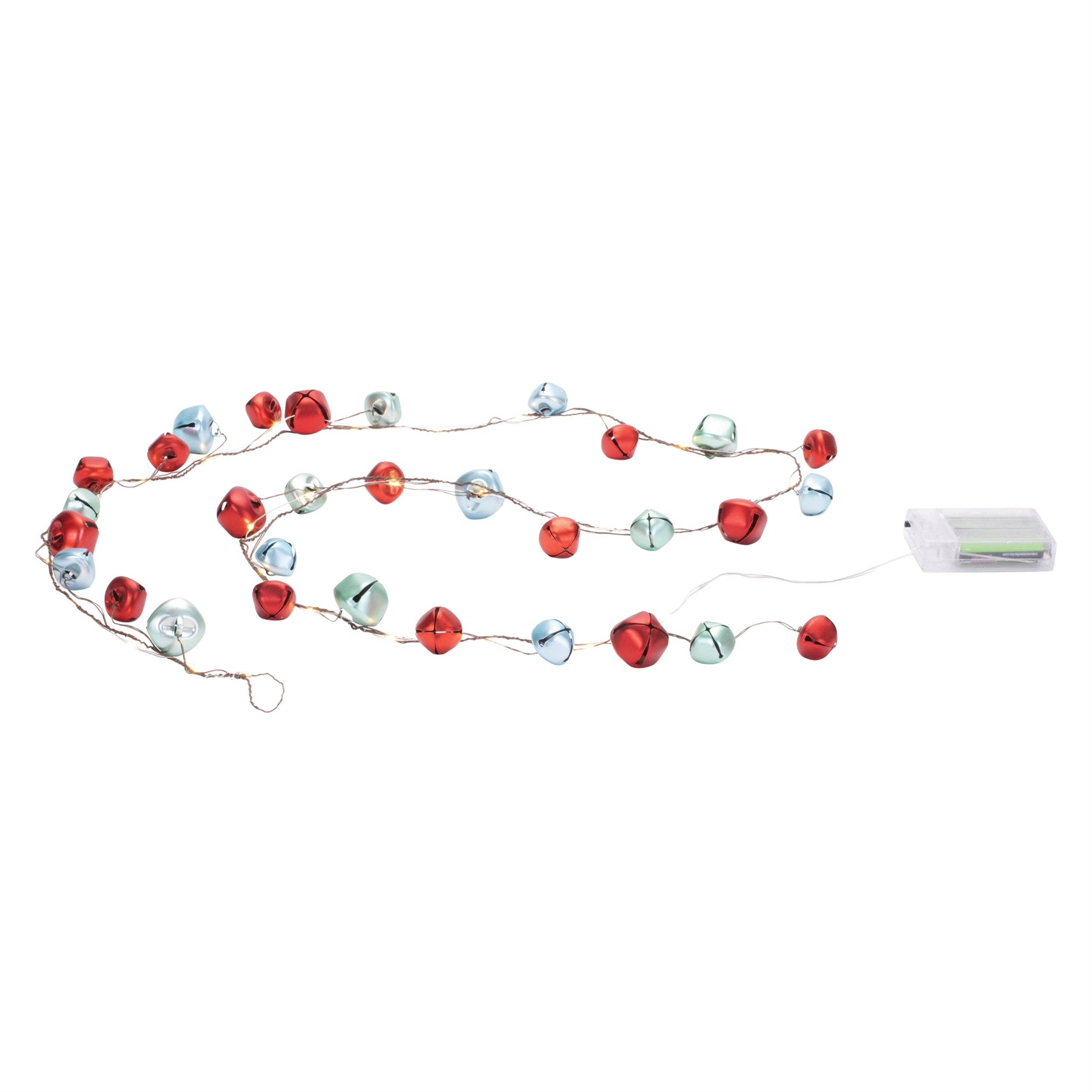 LED Sleigh Bell Garland 36”L Iron 3 AA Batteries Not Included