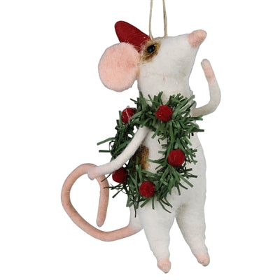 Mouse with Wreath Ornament, Felt