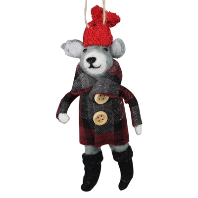 Dog with Plaid Jacket Ornament, Felt