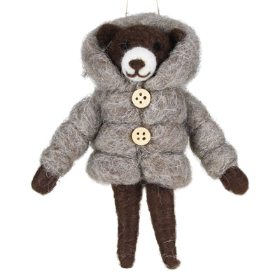Bear in Puffer Jacket Ornament, Felt