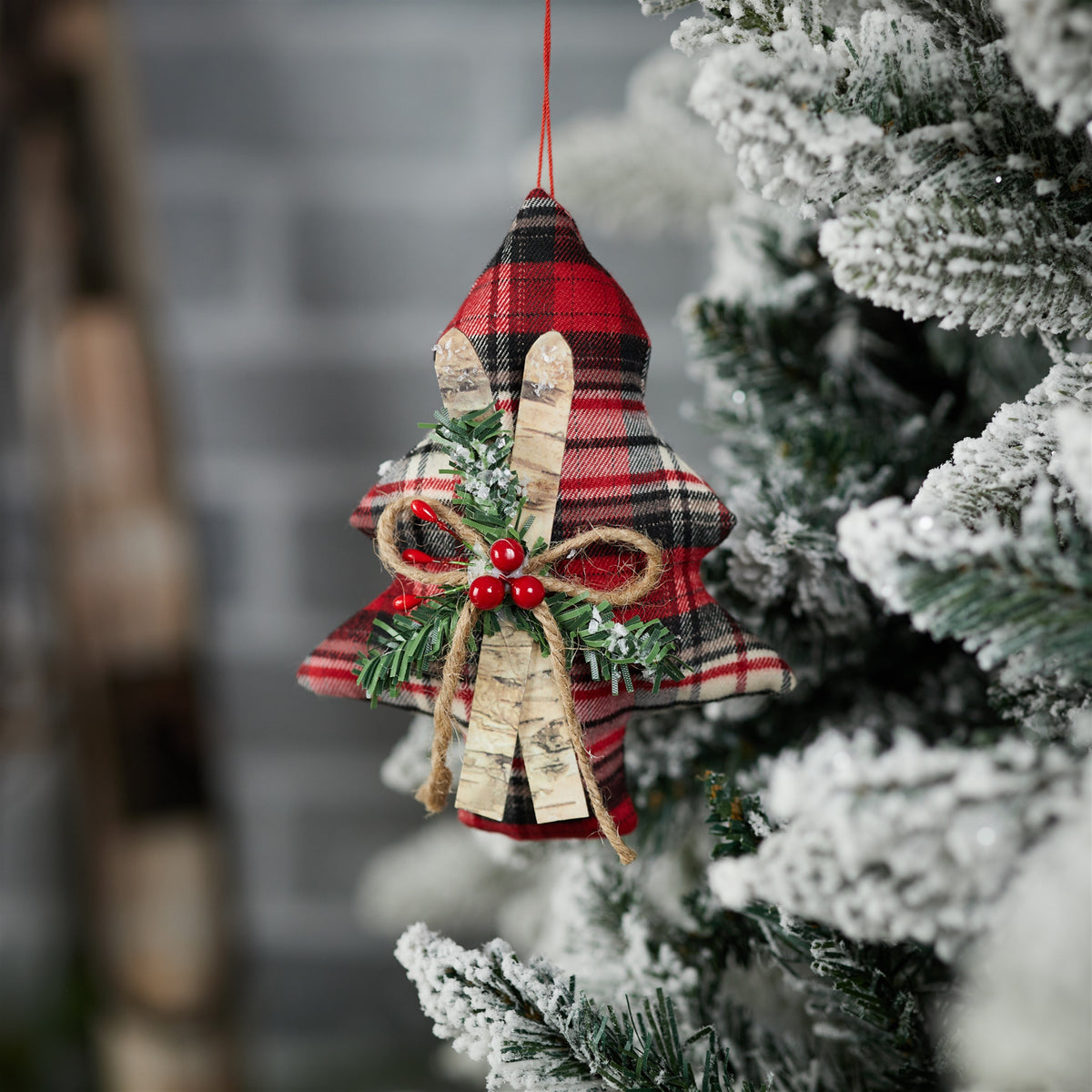 Tree w/Skis Ornament (Set of 12)