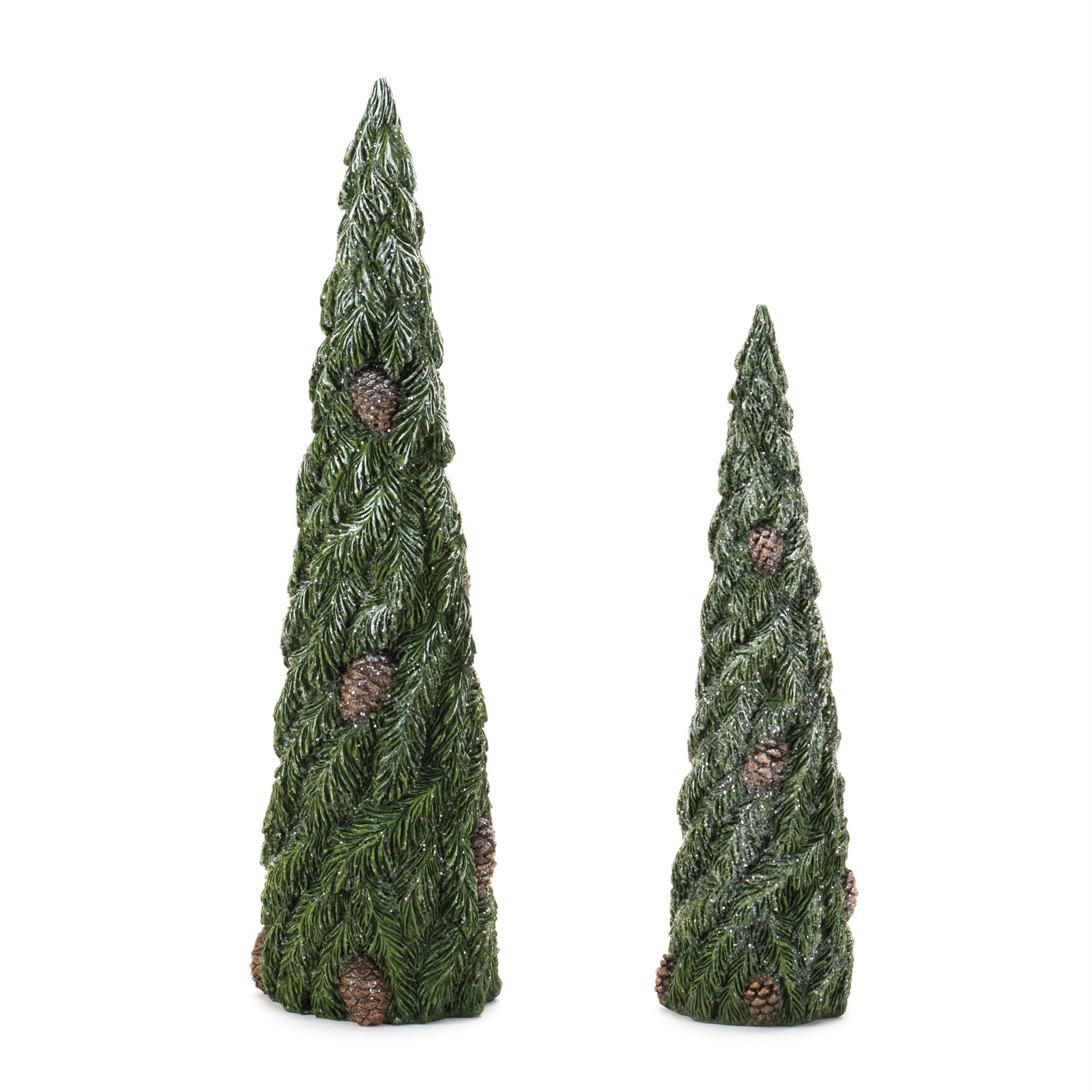 Pine and Cone Tree (Set of 2) 11.5"H, 15"H Resin