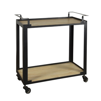 Mateo Bar Trolley - Iron and Wood - Black