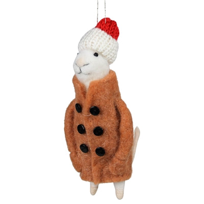 Boy Mouse with Overcoat Ornament, Felt