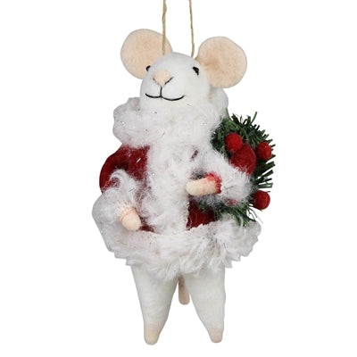 Mouse with Wreath Ornament, Felt
