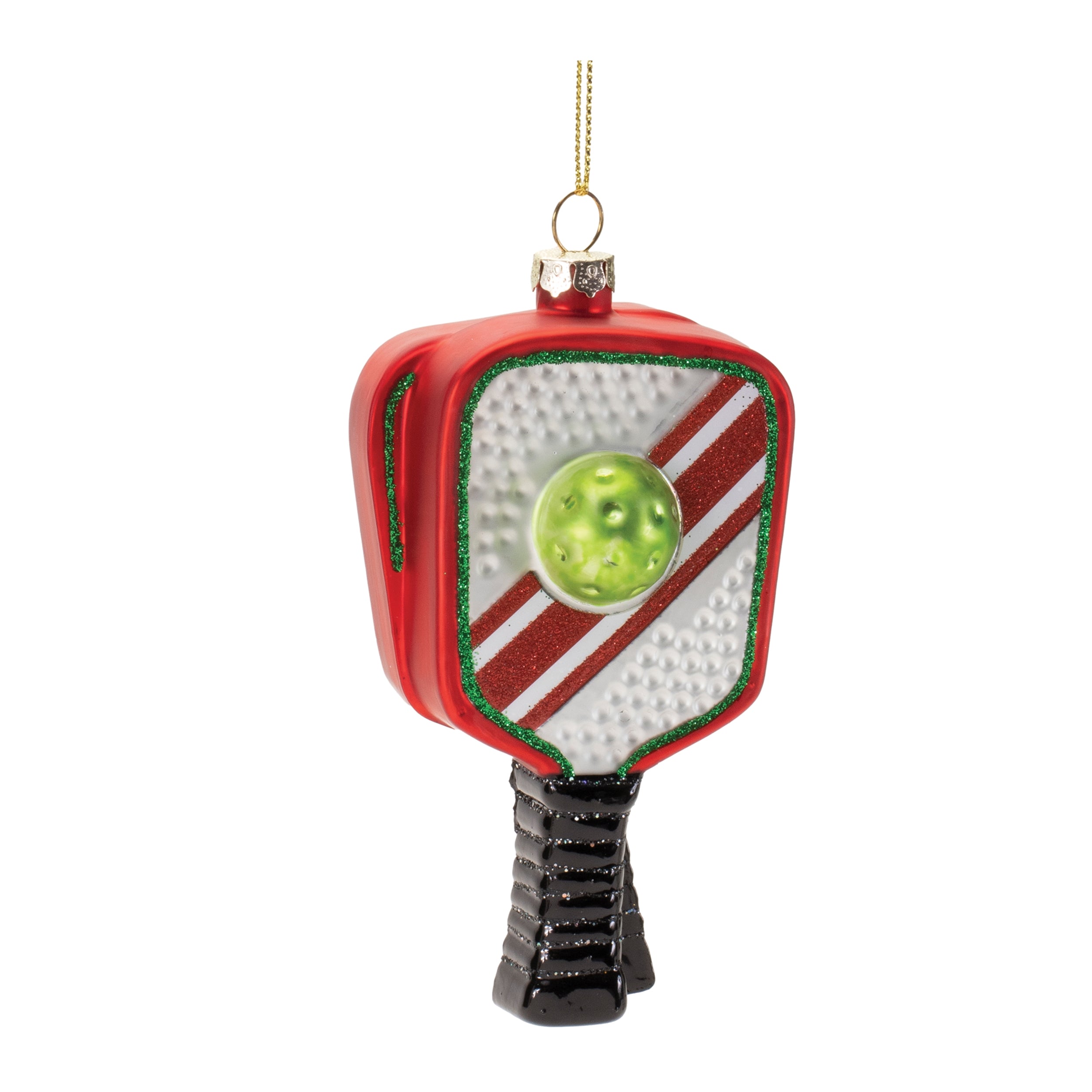 Pickleball Racket Ornament 5”H Glass