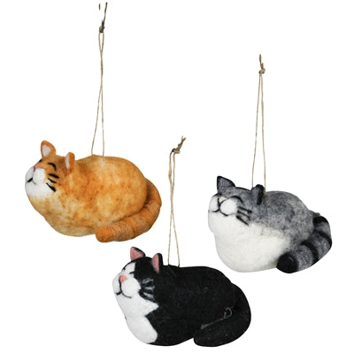 Cat Ornaments, Felt, Set/3