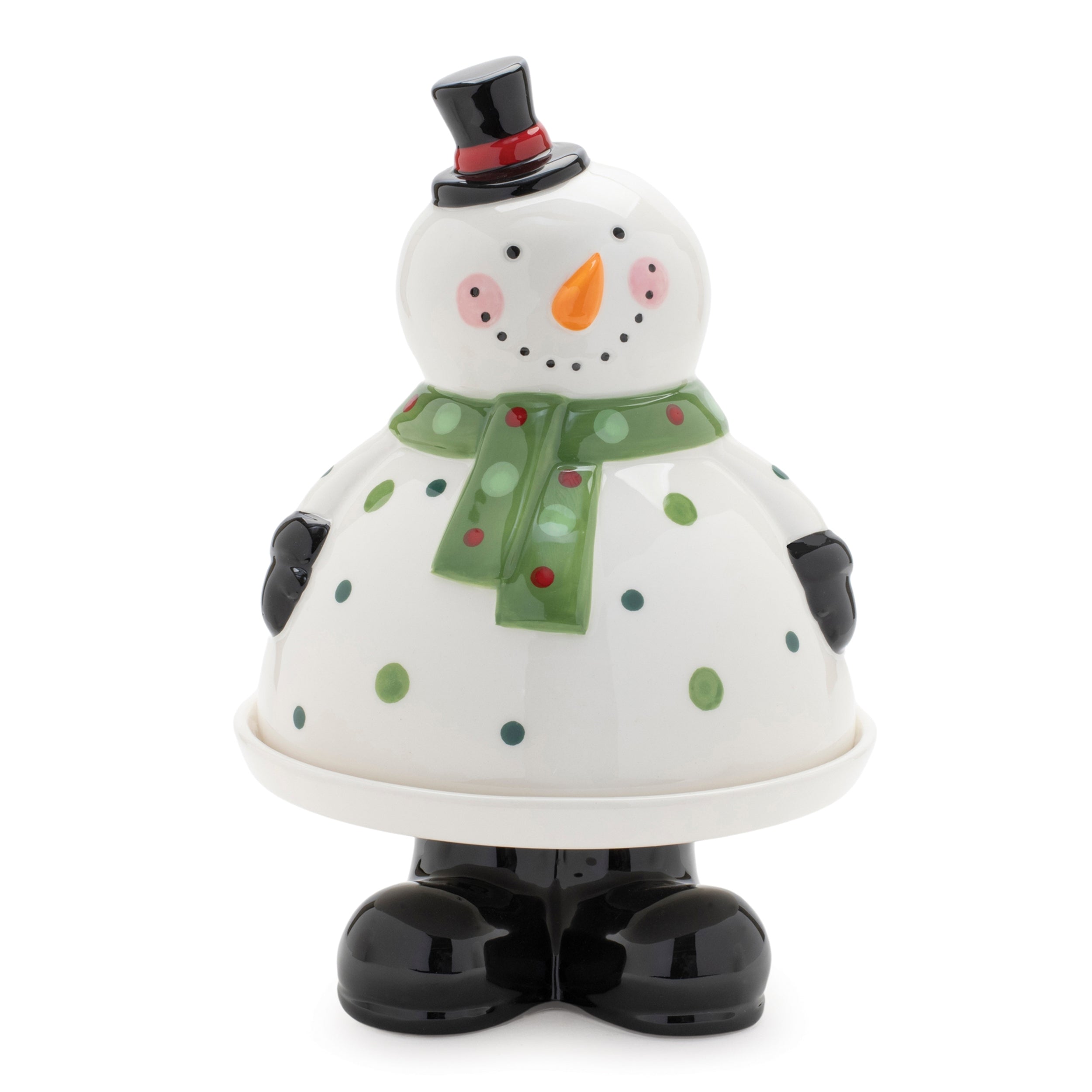 Snowman Covered Plate 7"D x 10"H Dolomite