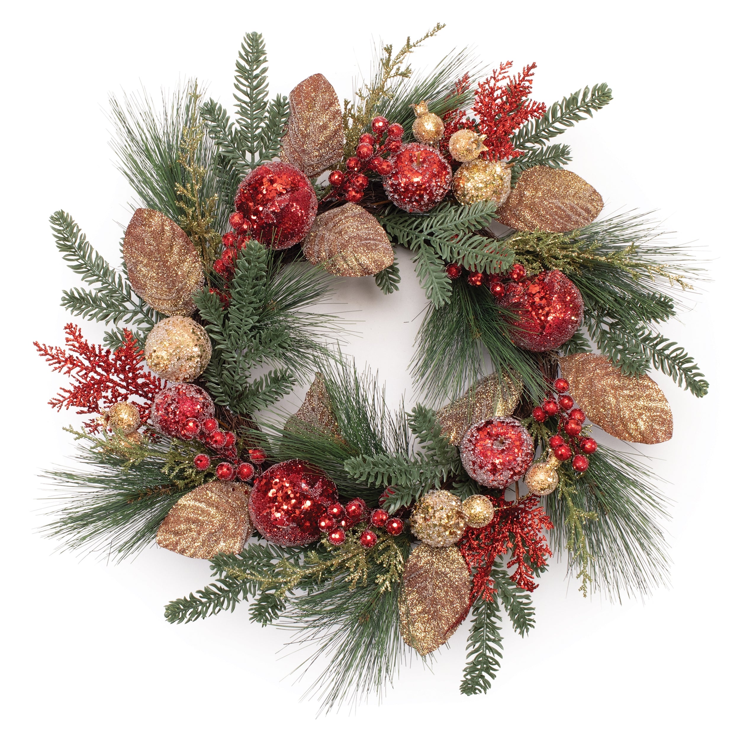 Pine and Fruit Wreath 26”D Styrofoam/