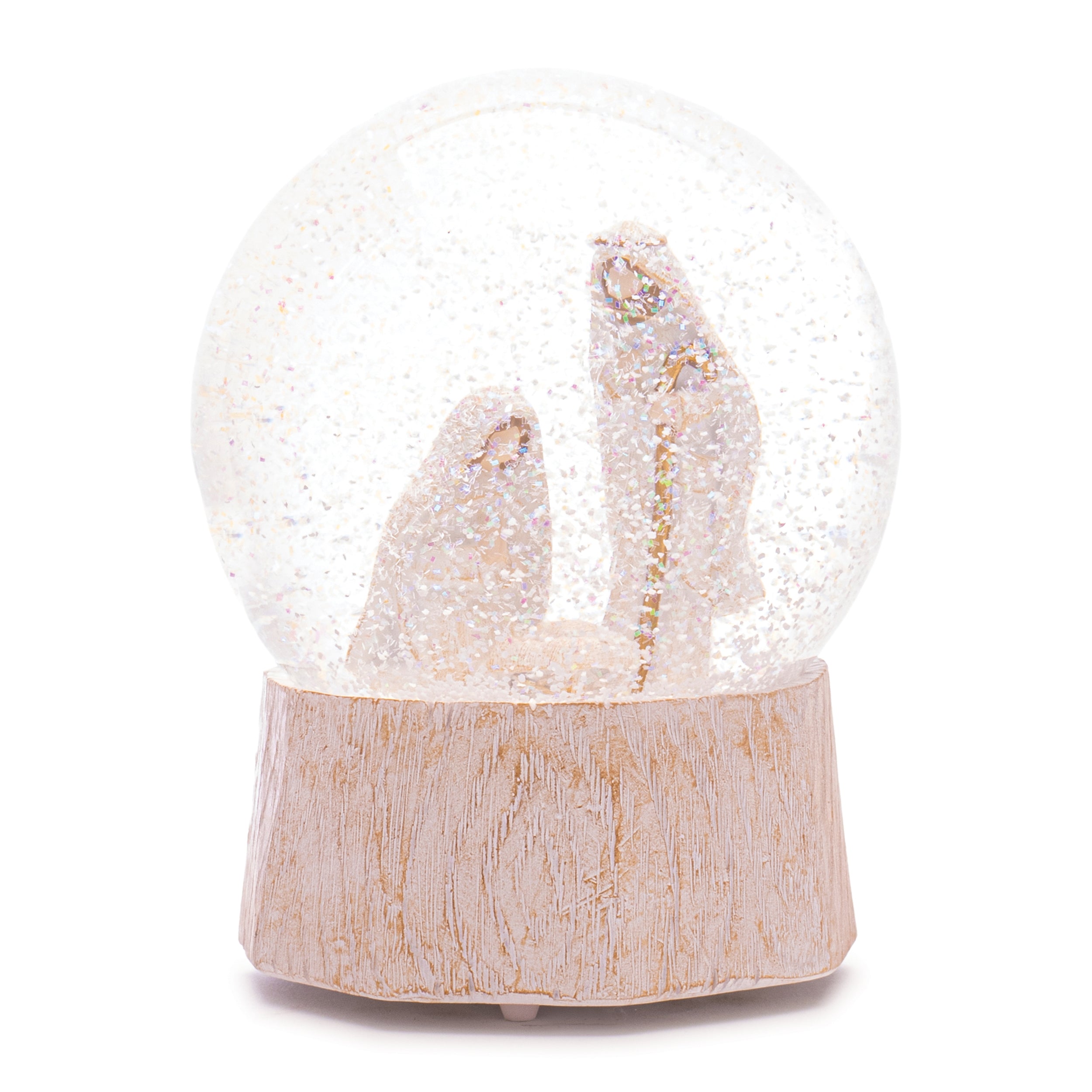 Musical Snow Globe w/Holy Family 5.75”H Resin (Wind-Up)