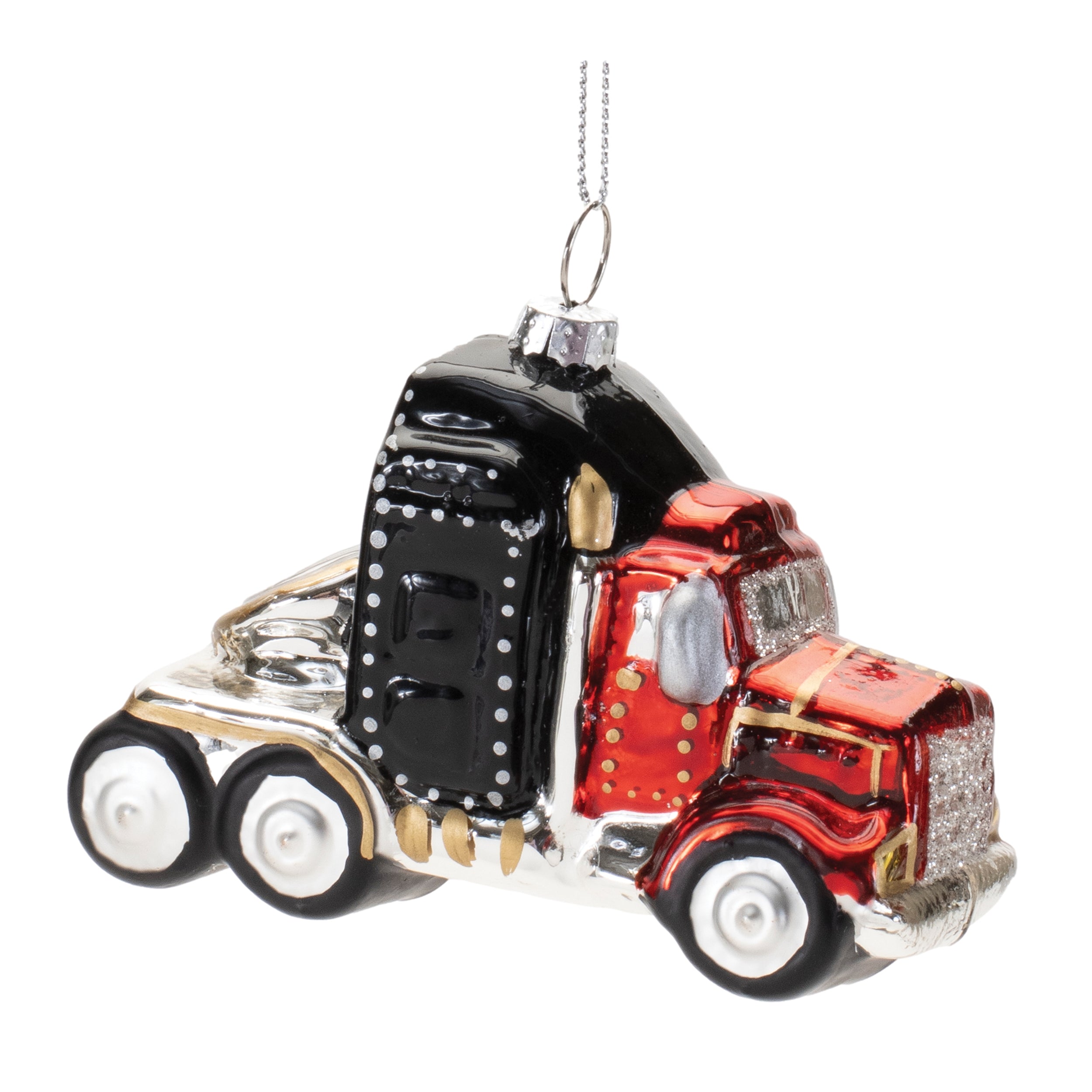 Semi Truck Ornament 3”H Glass