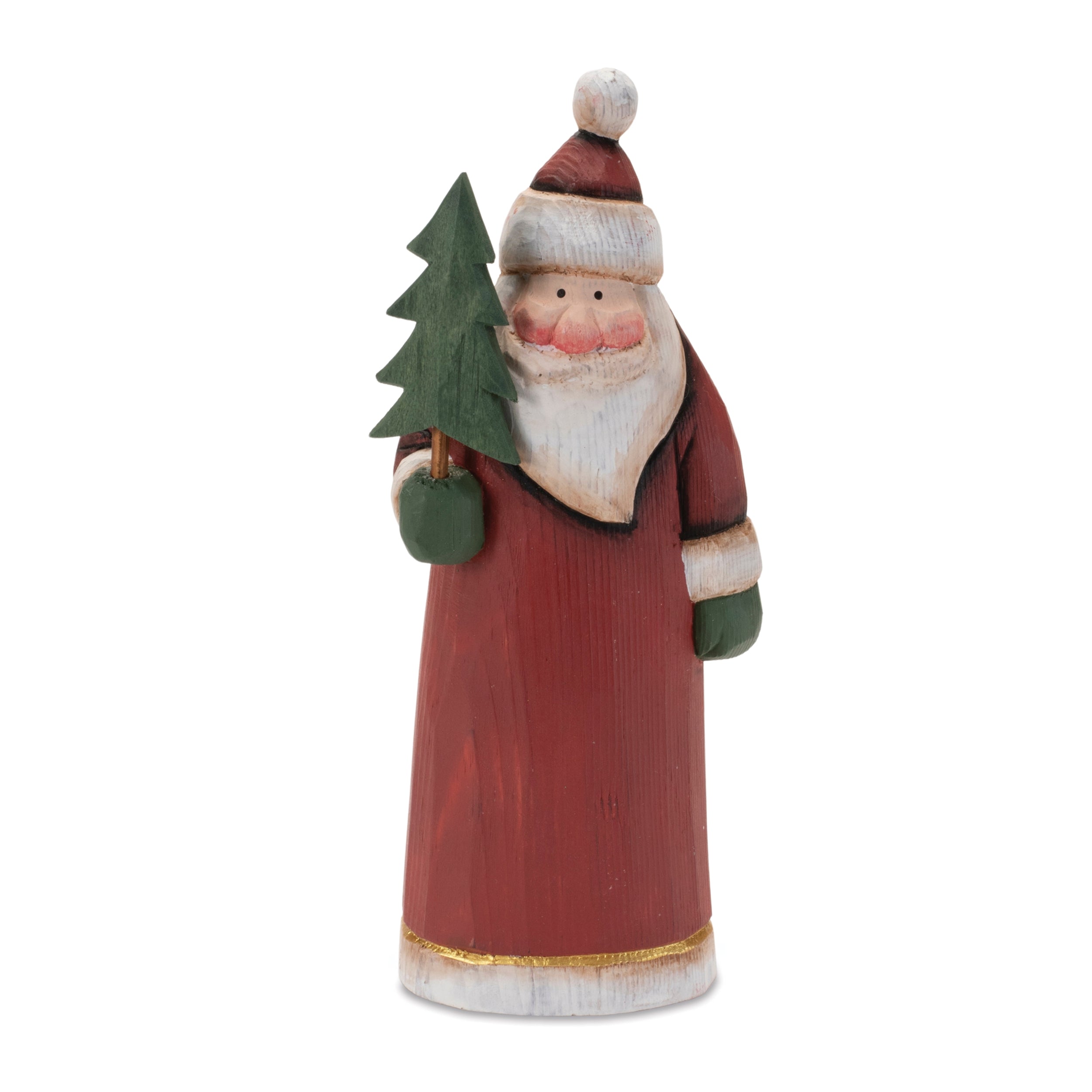 Santa w/Tree 7.5”H Wood