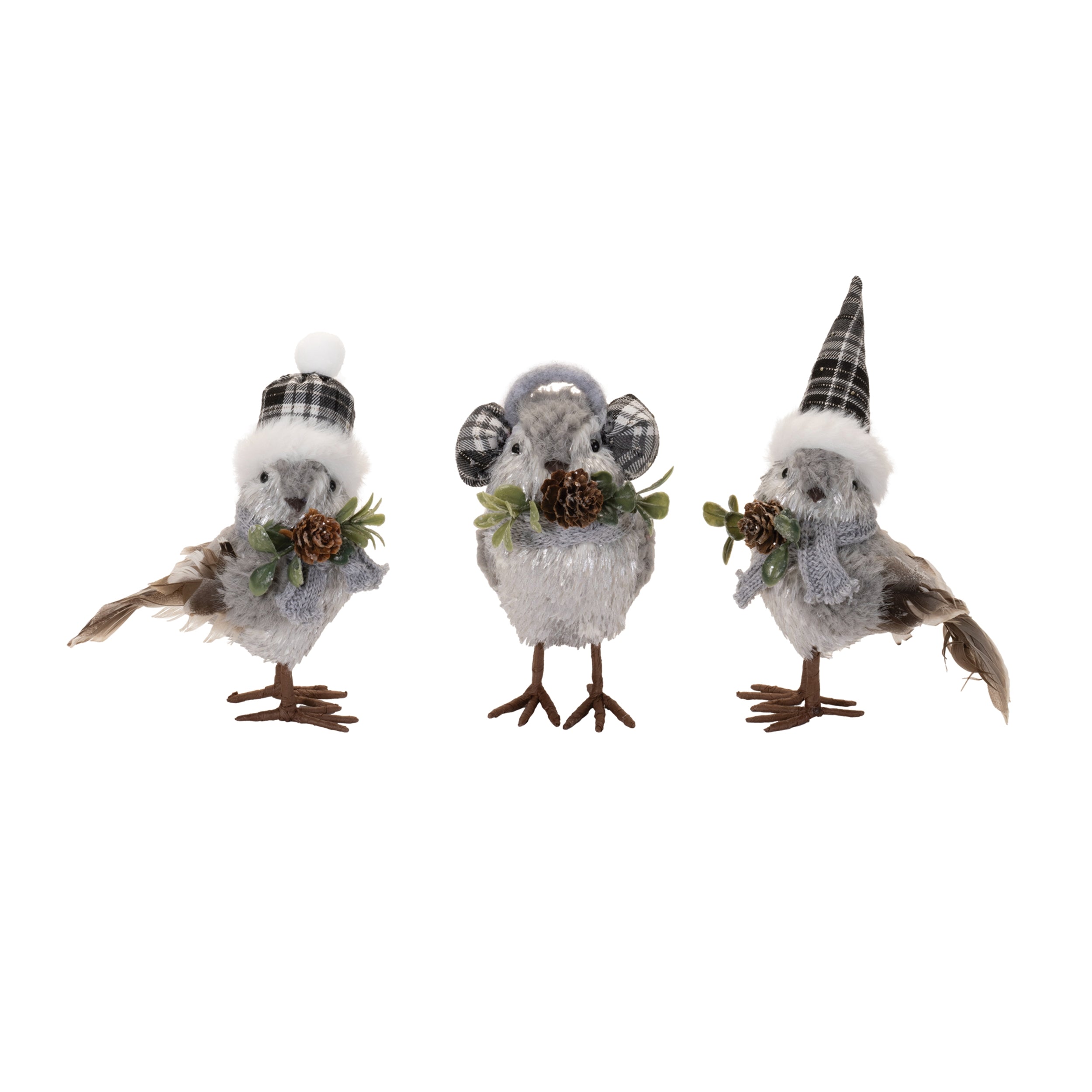 Winter Bird (3 Asst) 5"H, 6.5"H, 7.5"H Polyester/Foam
