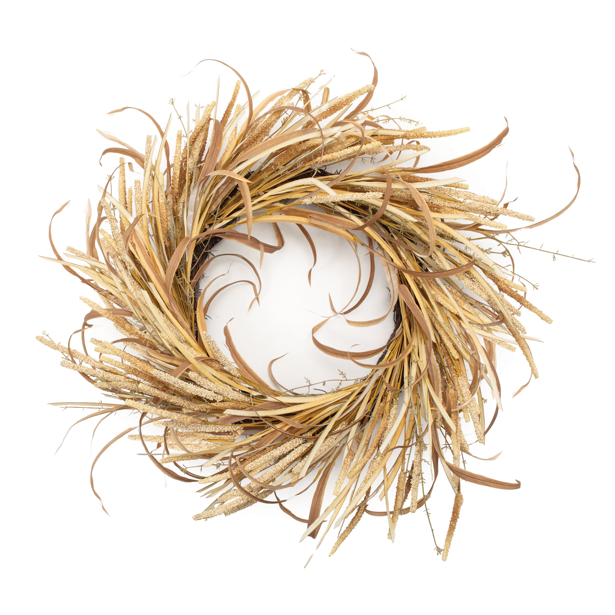 Mixed Fall Grass Wreath 26”D Polyester