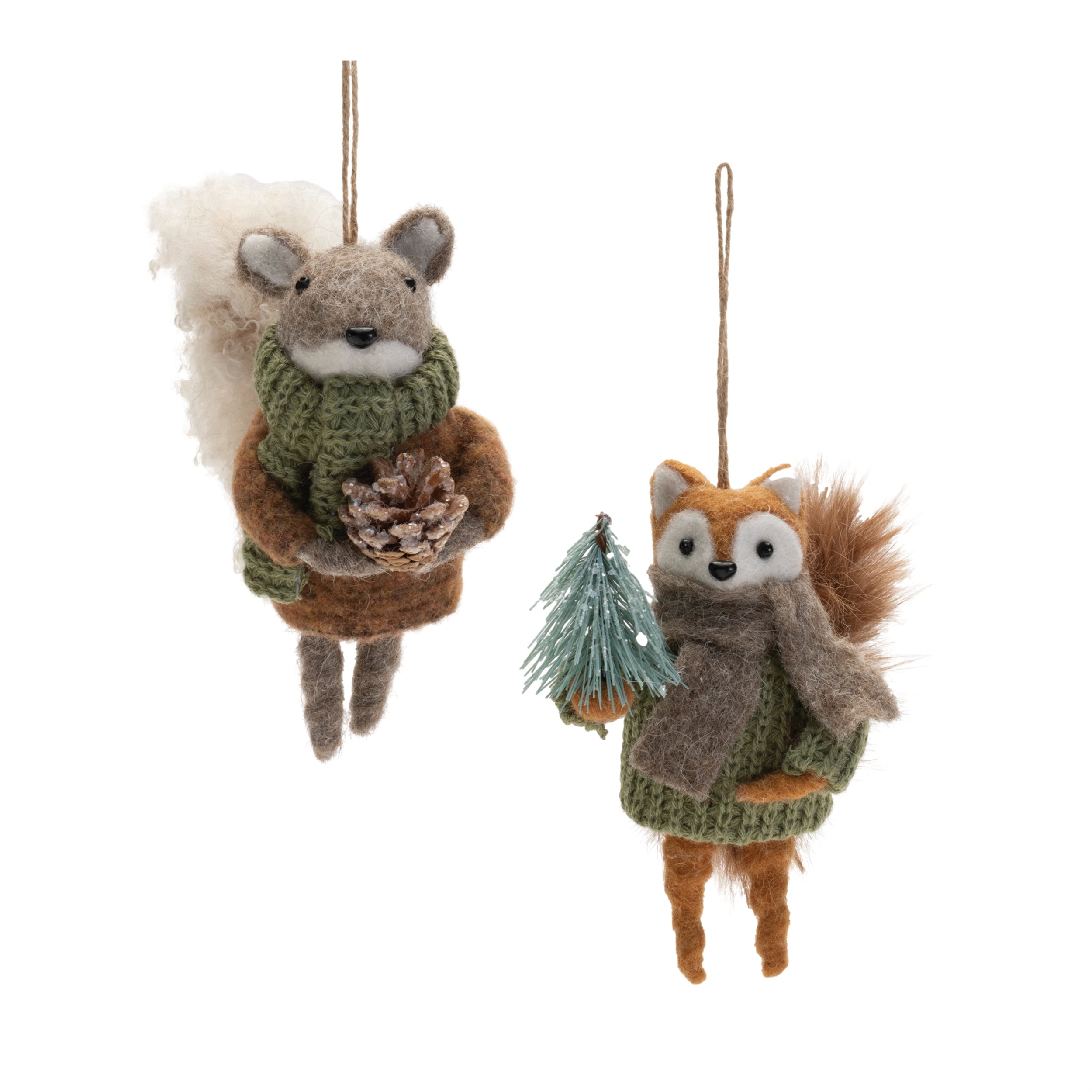Squirrel and Fox Ornament (2 Asst) 6”H Polyester
