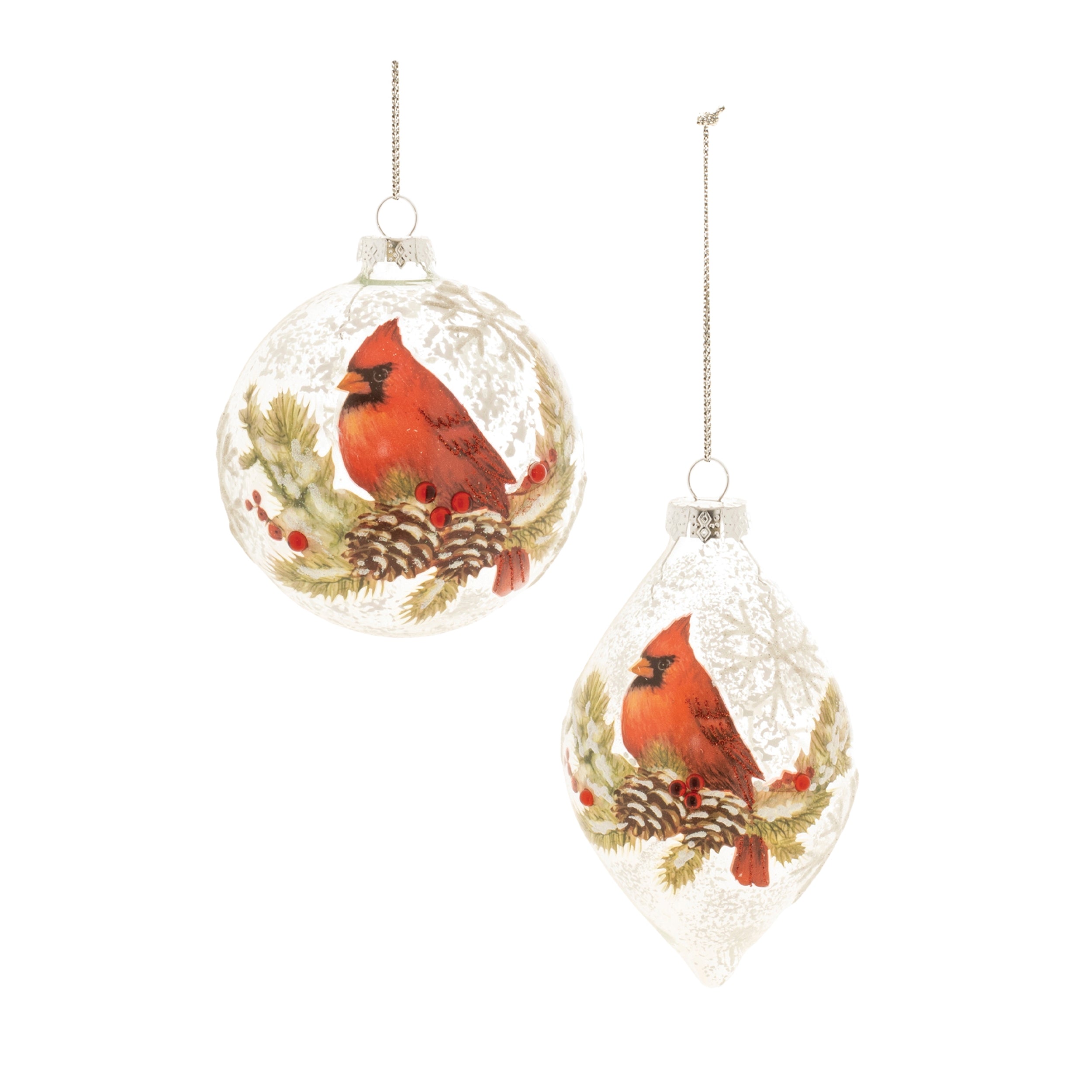 Ornament (2 Asst) 4"D, 5.5"H Glass