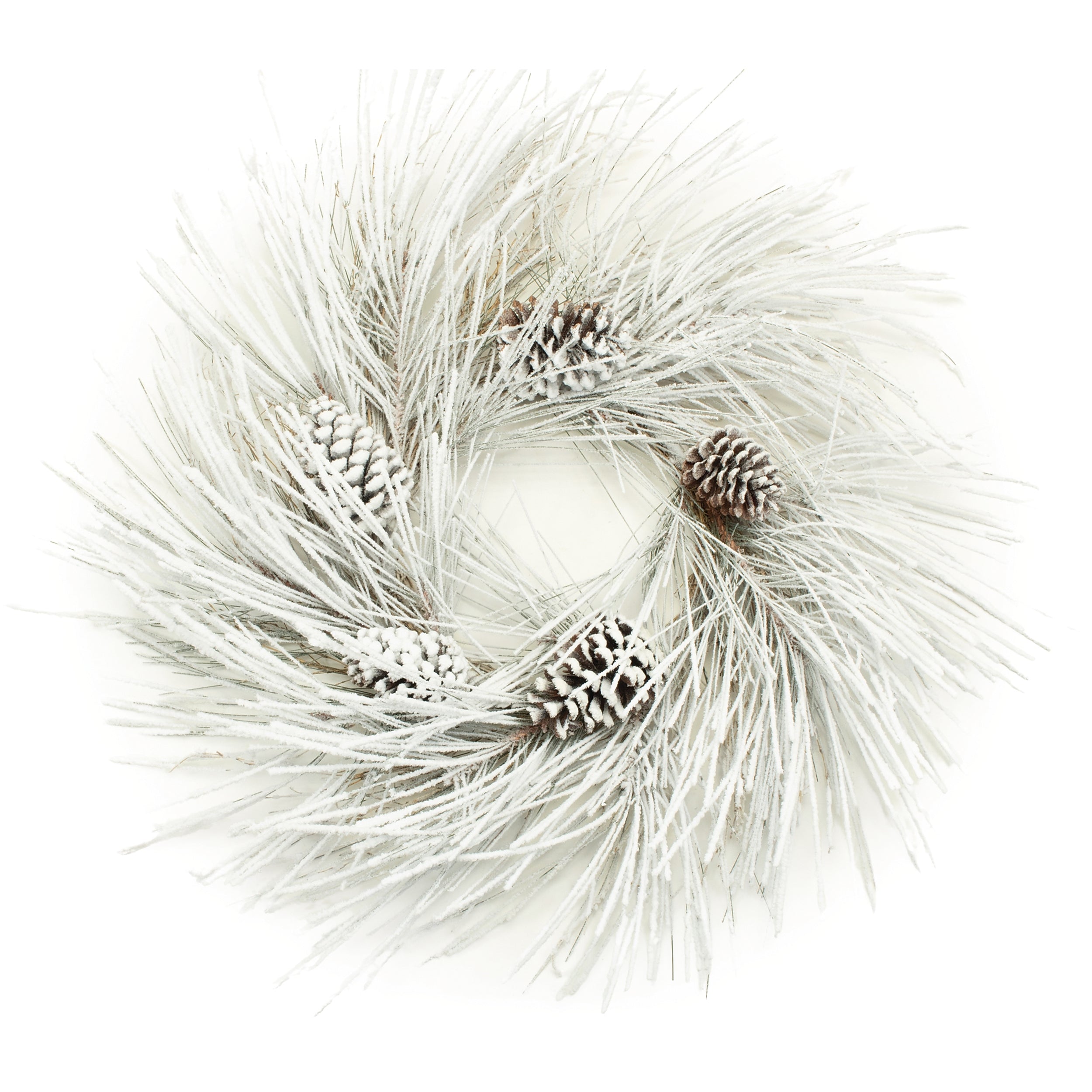 Flocked Pine Wreath 28”D PVC