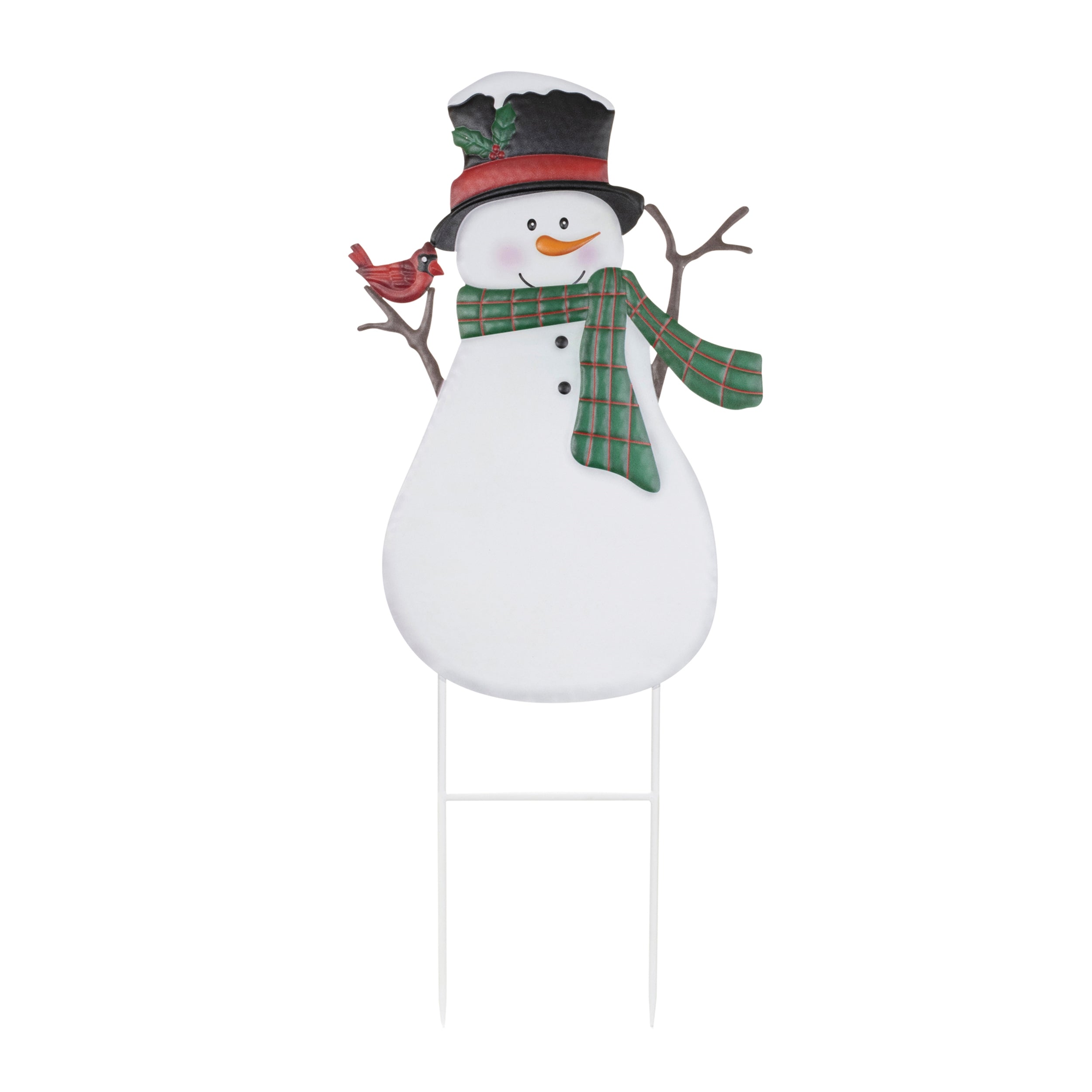 Snowman and Cardinal Stake 36”H Iron