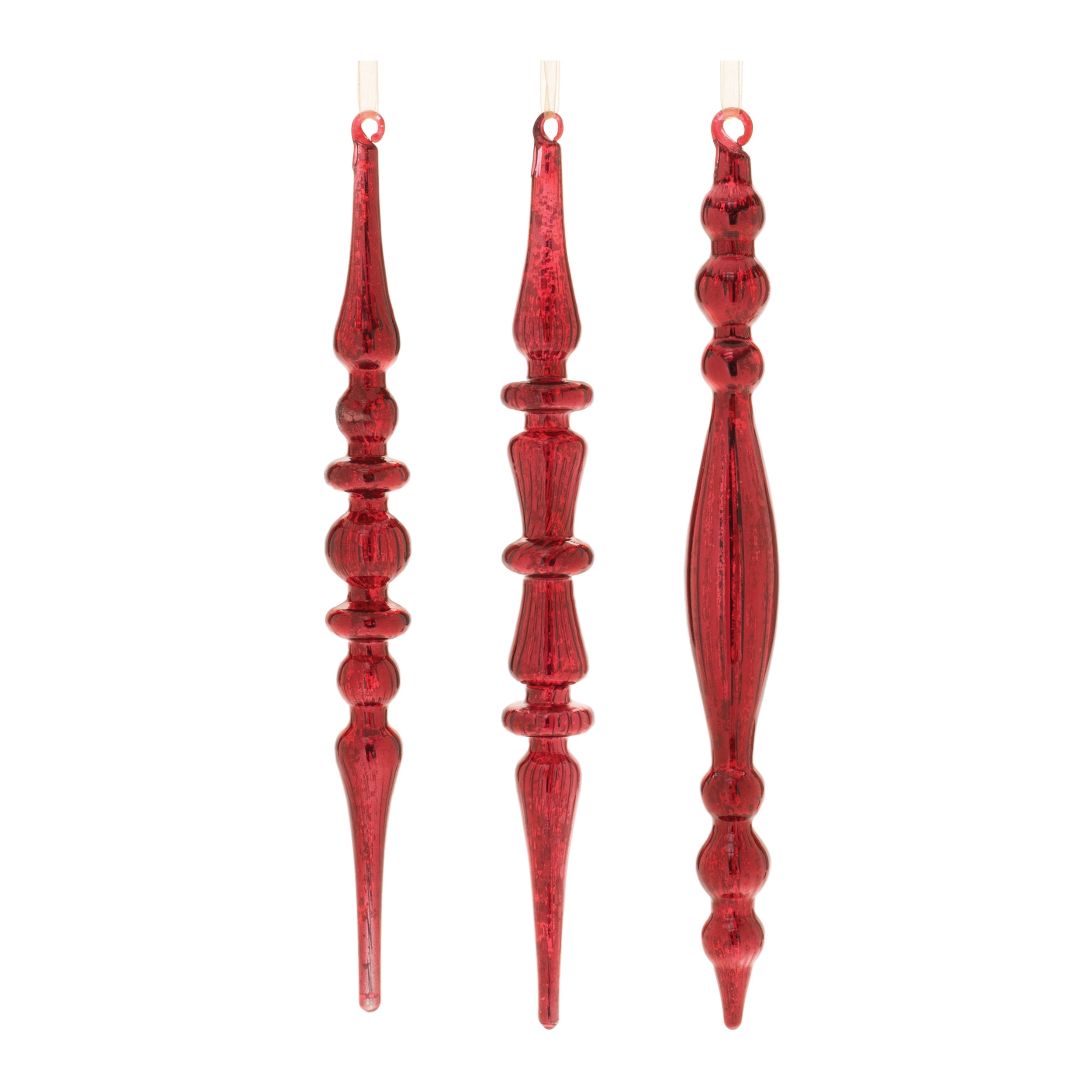 Drop Ornament (3 Asst) 11.5”H Glass