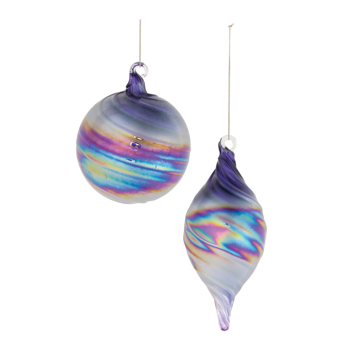 Purple Iridescent Ornaments (Set of 12)