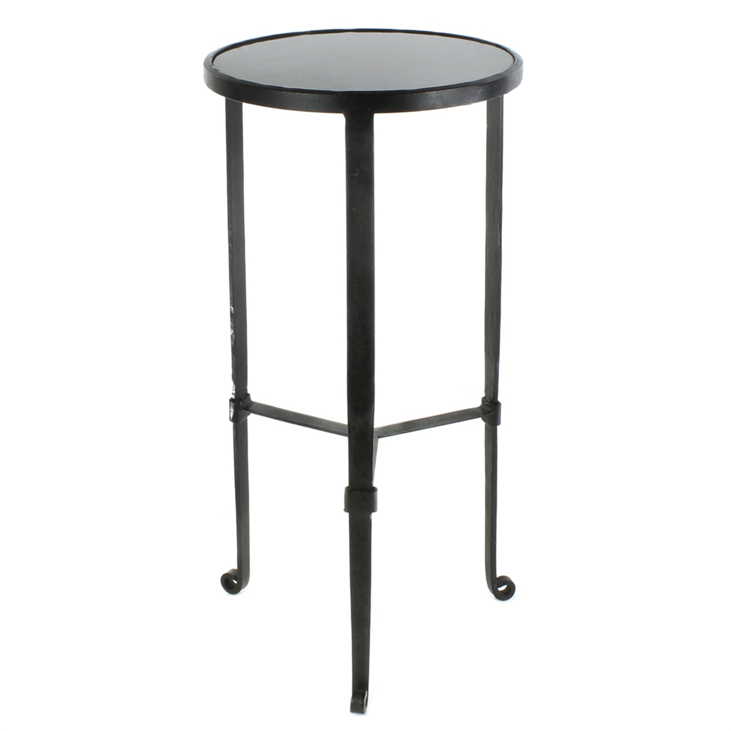 Savoy Iron & Stone Side Table - Black with Grey Stone