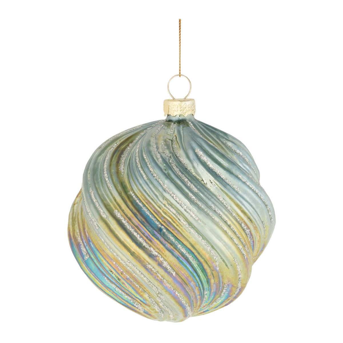 Green Iridescent Ball Ornaments (Set of 6)