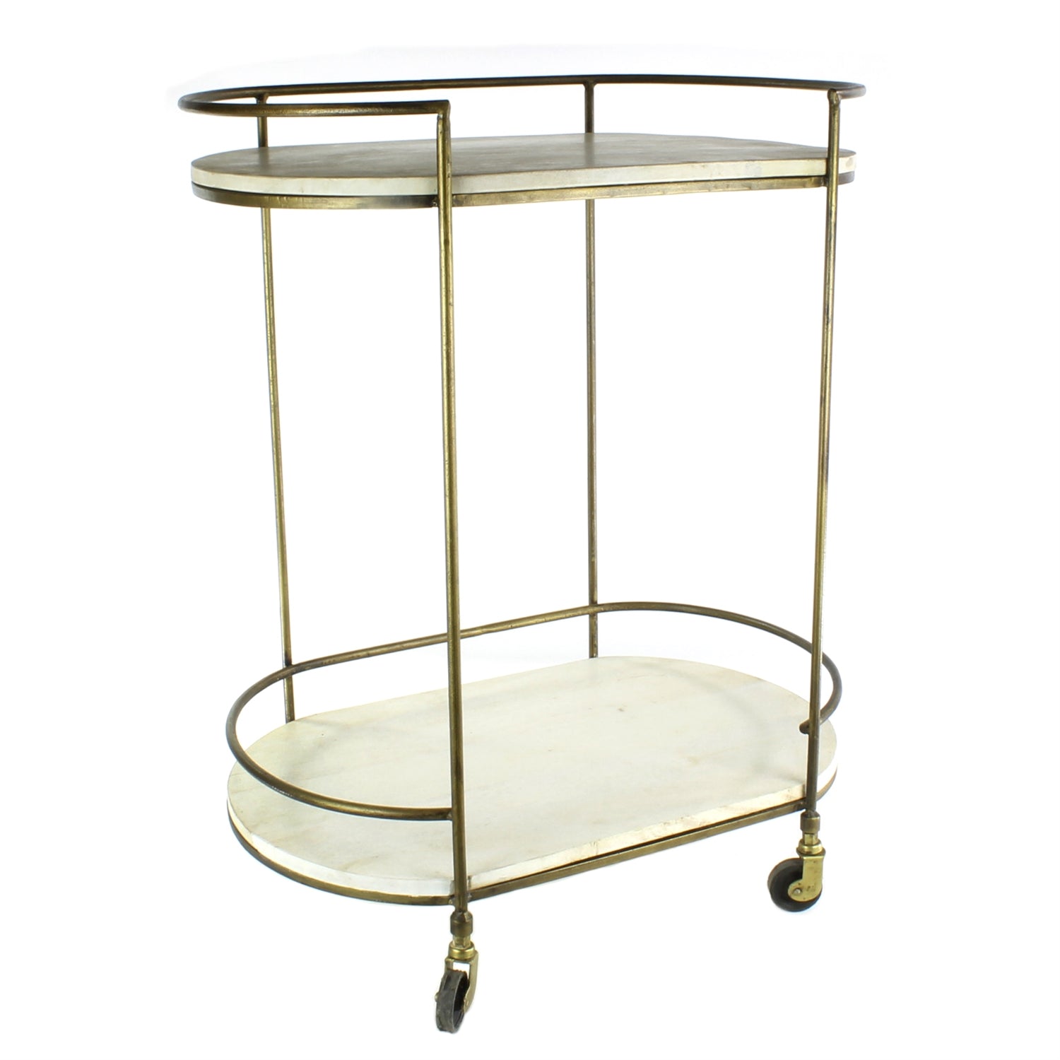 Gibson Bar Cart - Antique Brass with White Wood