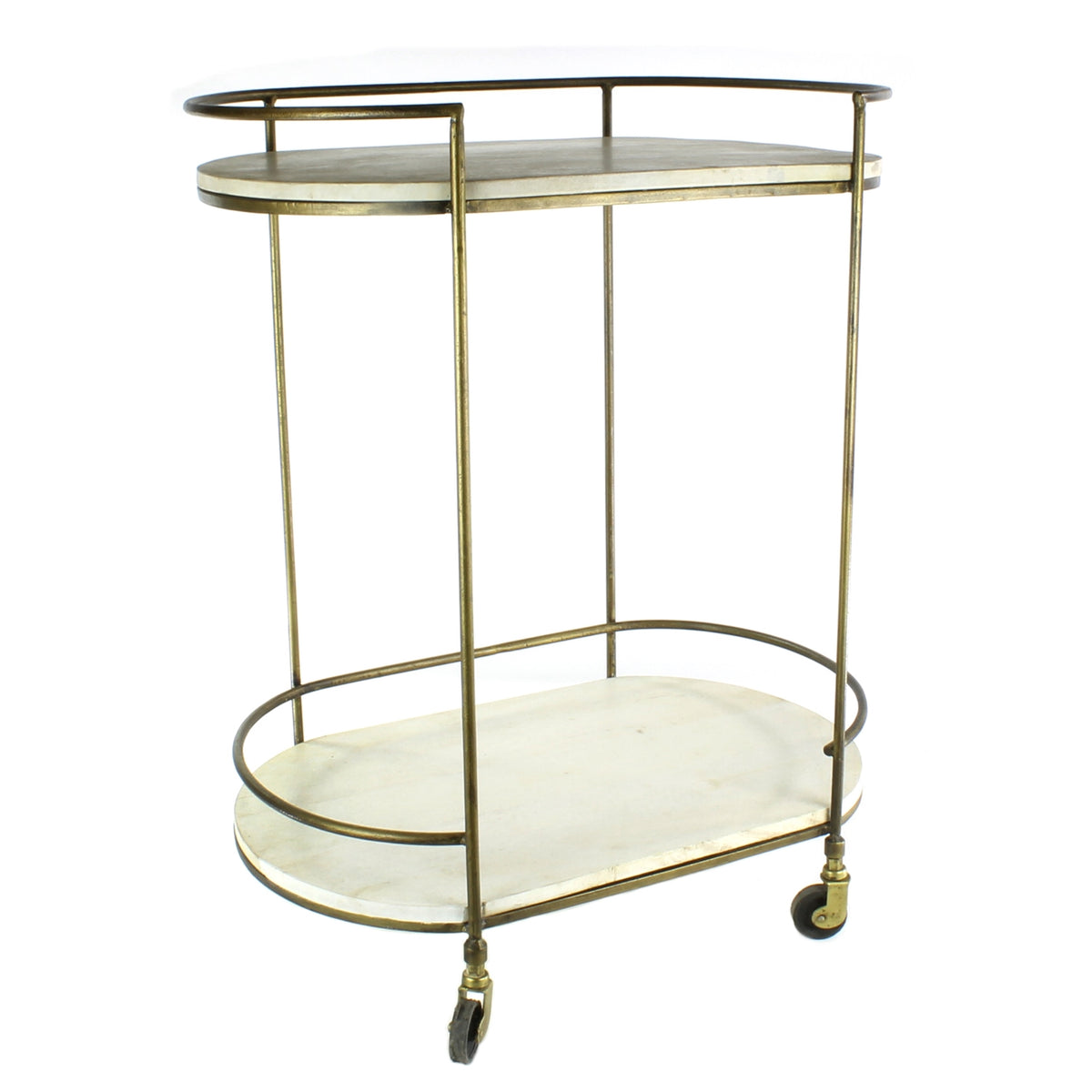 Gibson Bar Cart - Antique Brass with White Wood