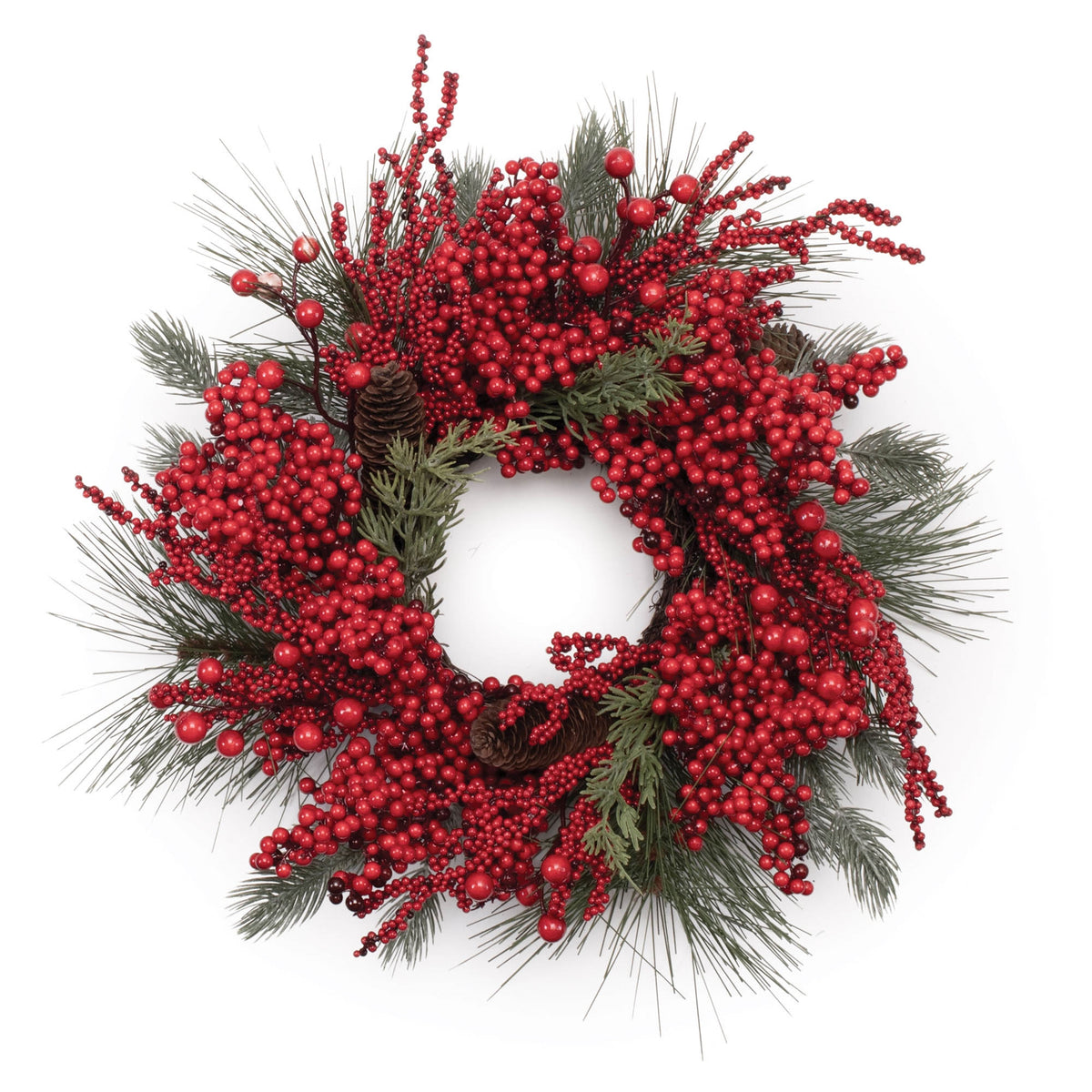 Mixed Pine and Berry Wreath 20"D