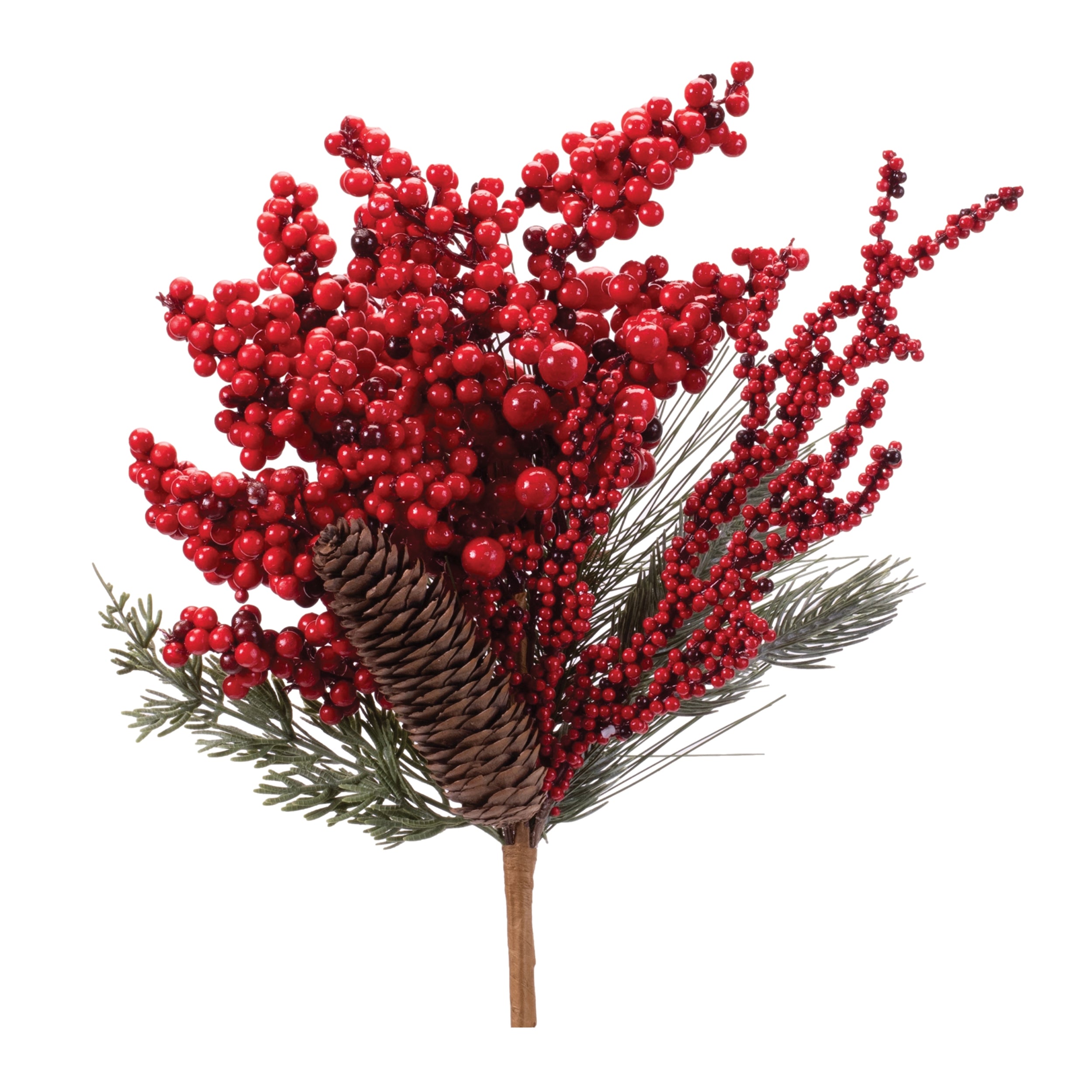Mixed Berry and Pine Pick 18”H /Styrofoam