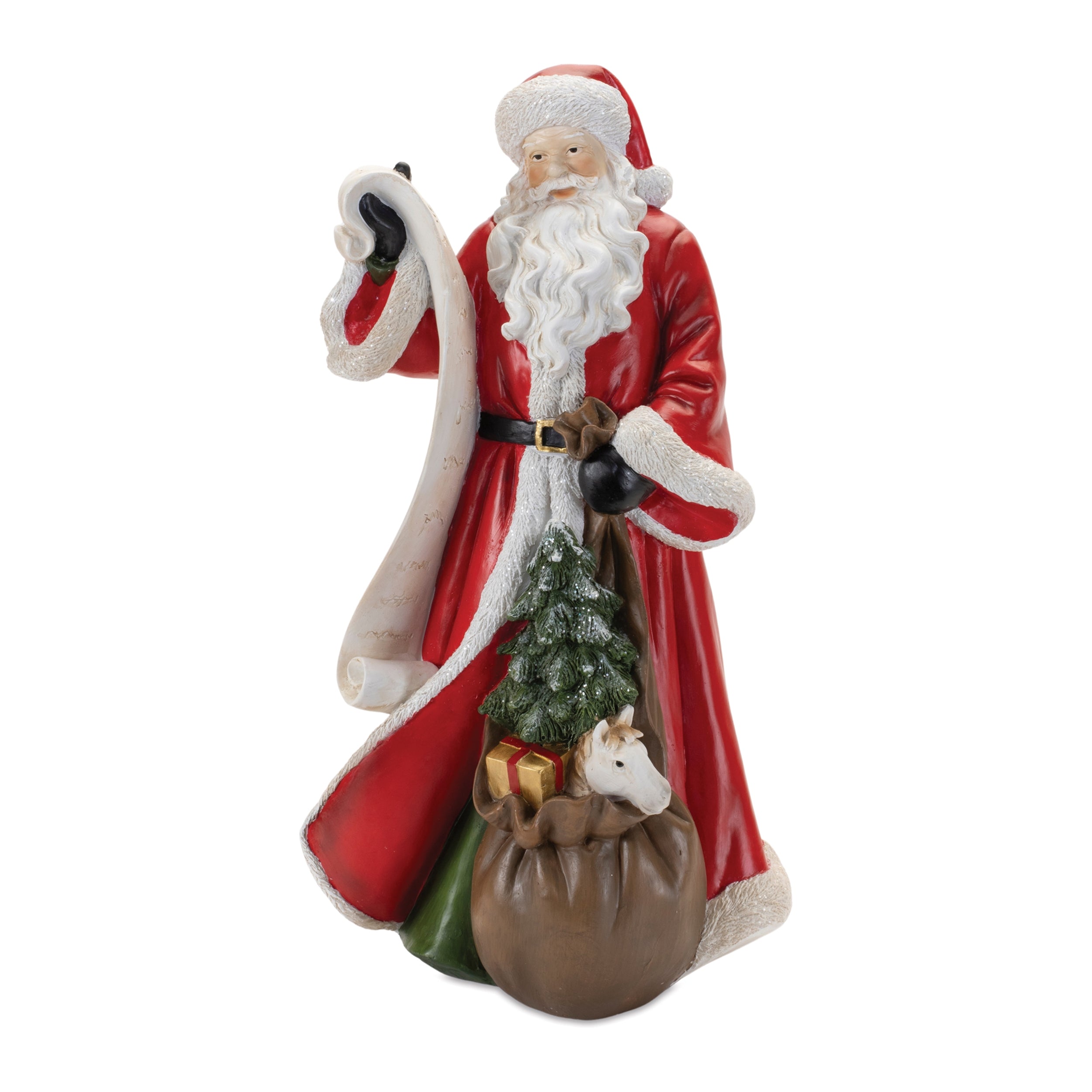 Santa w/List 16”H Resin