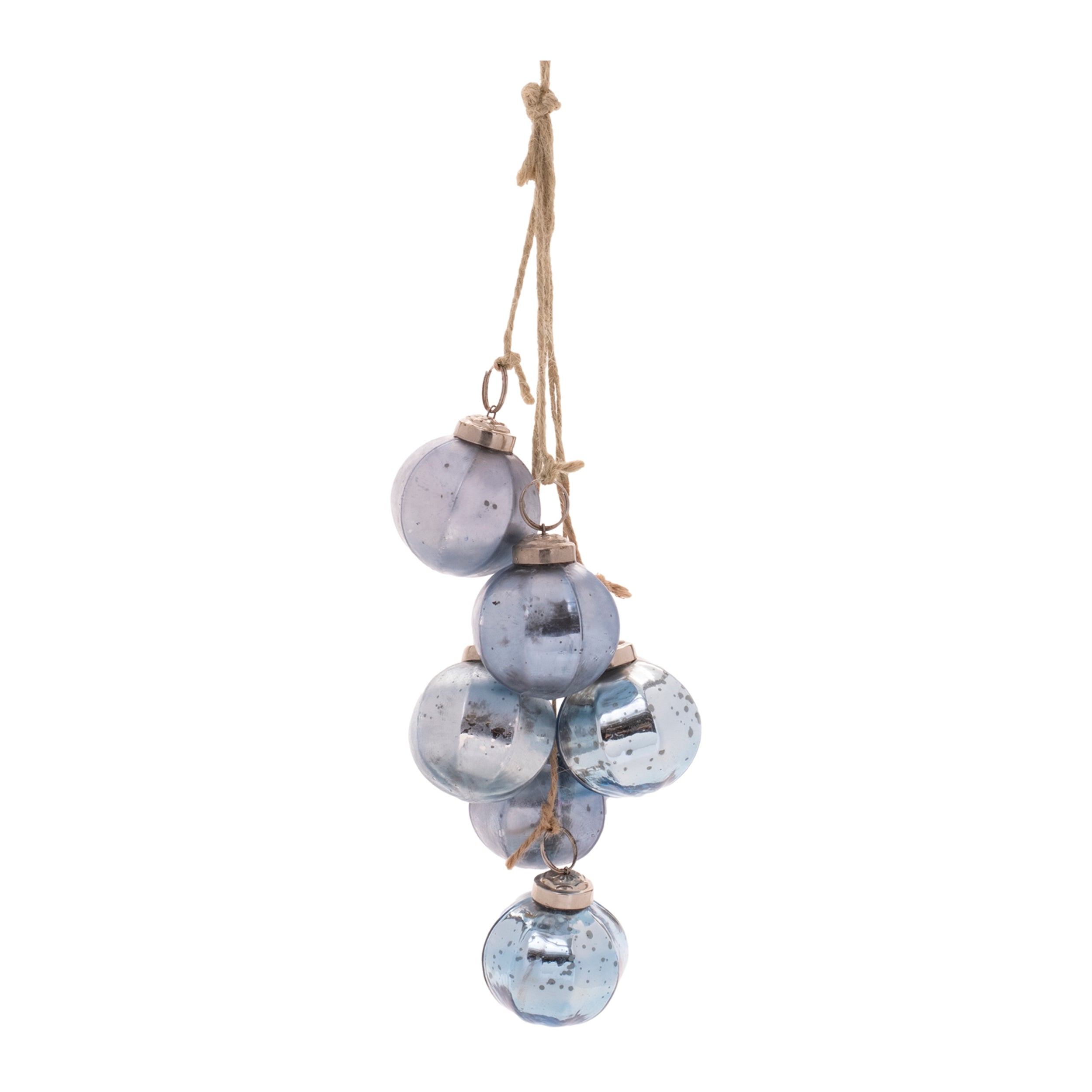 Mini Ornament Cluster 16”H Glass/Jute