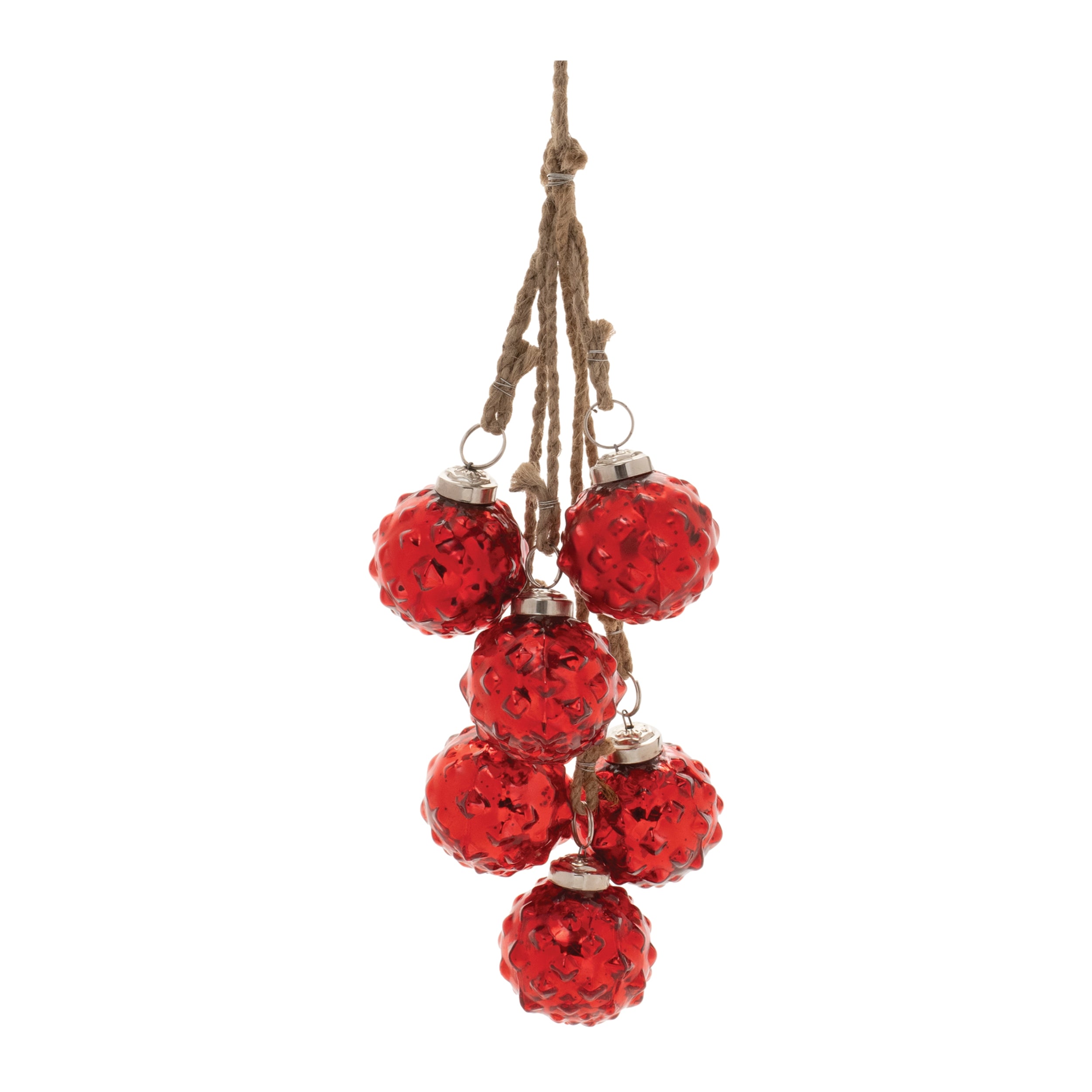 Mini Ornament Cluster 16”H Glass/Jute