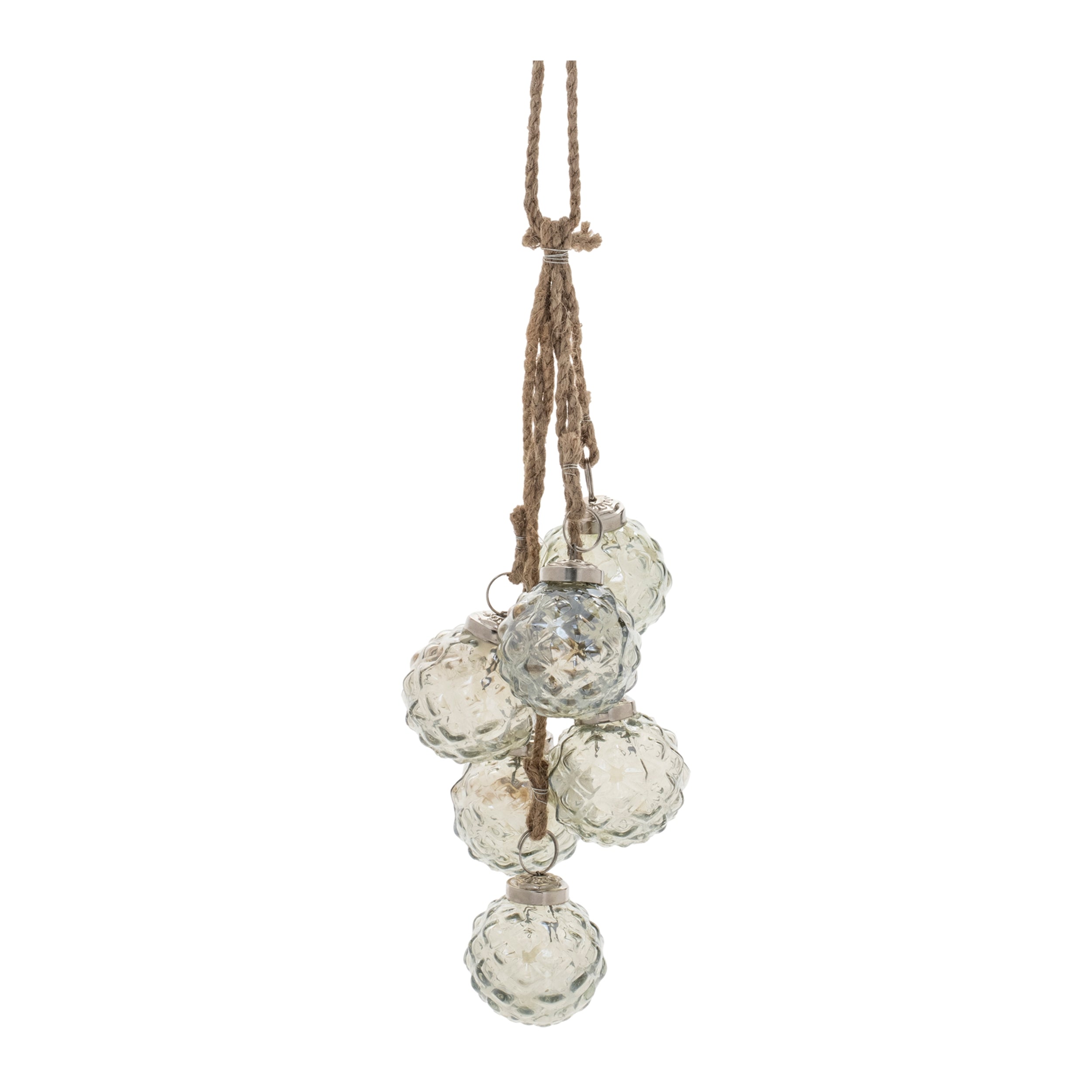 Mini Ornament Cluster 16”H Glass/Jute