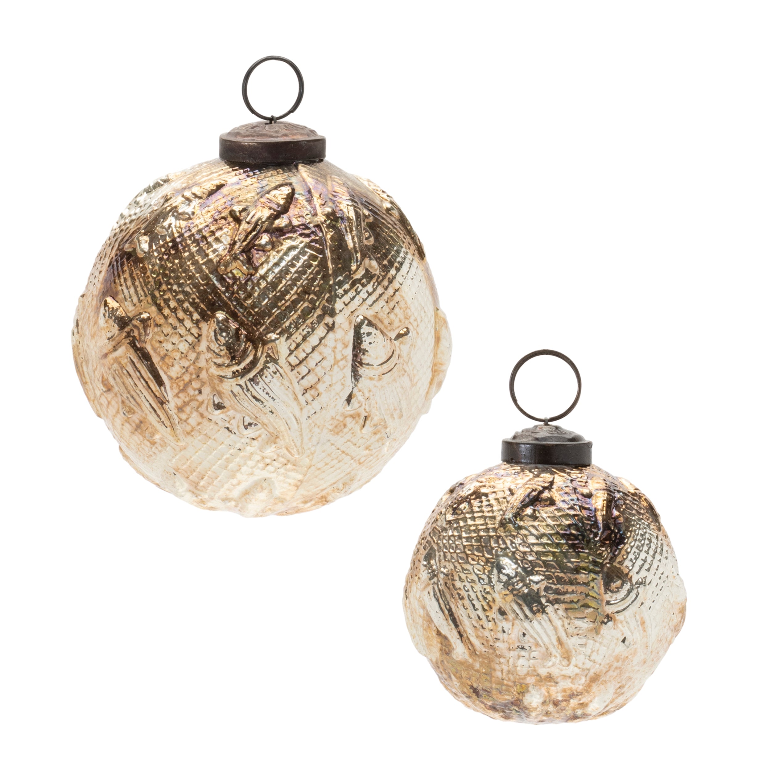 Ball Ornament (Set of 2) 3"D, 4"D Glass