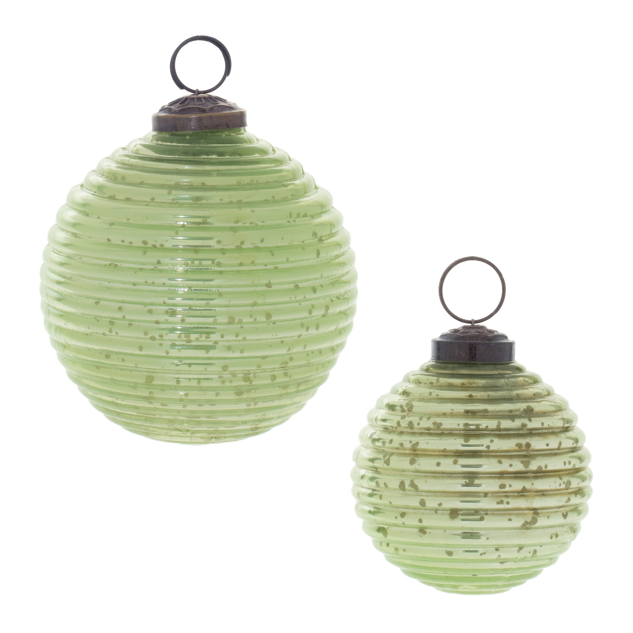 Ball Ornament (Set of 2) 3"D, 4"D Glass