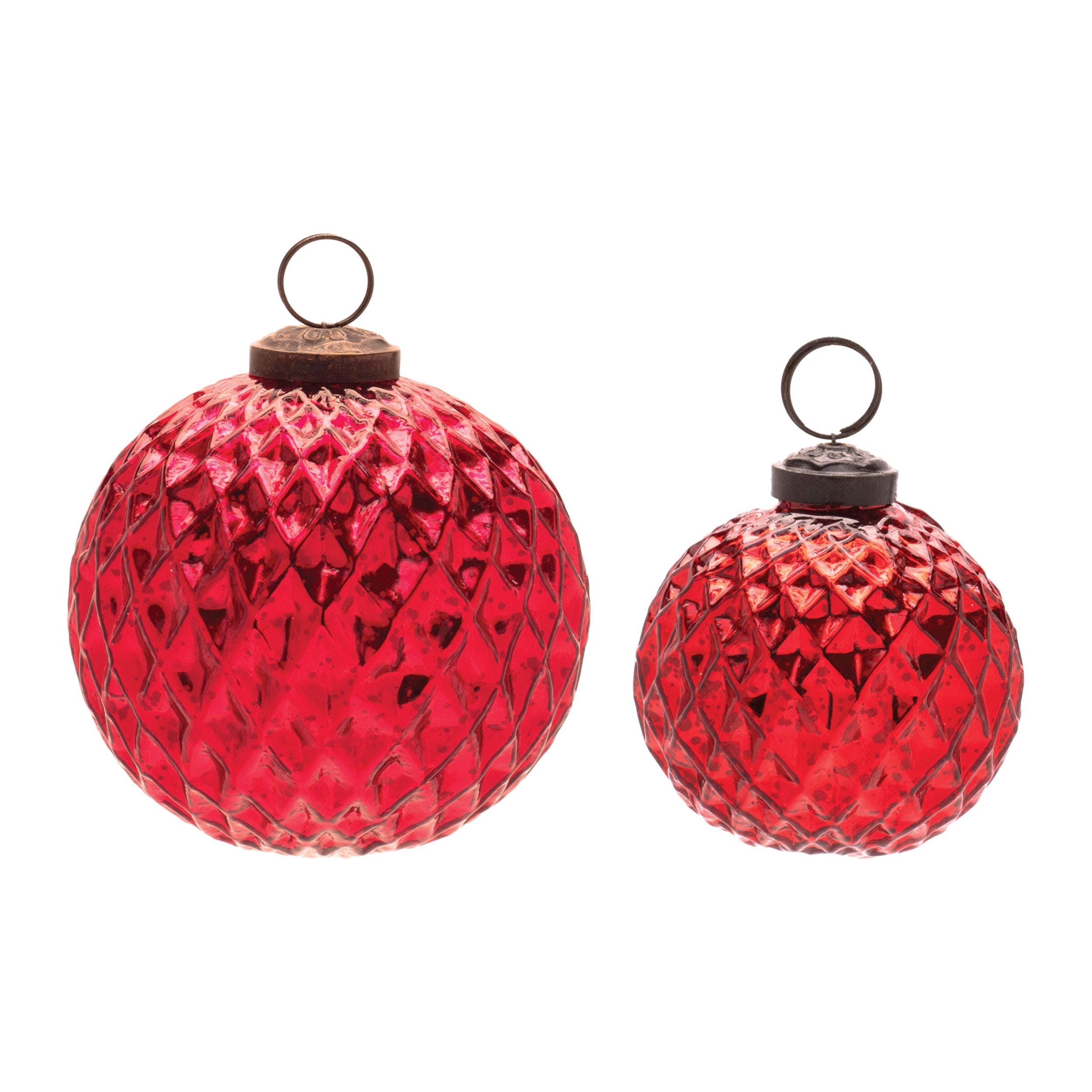 Ball Ornament (Set of 2) 3"D, 4"D Glass