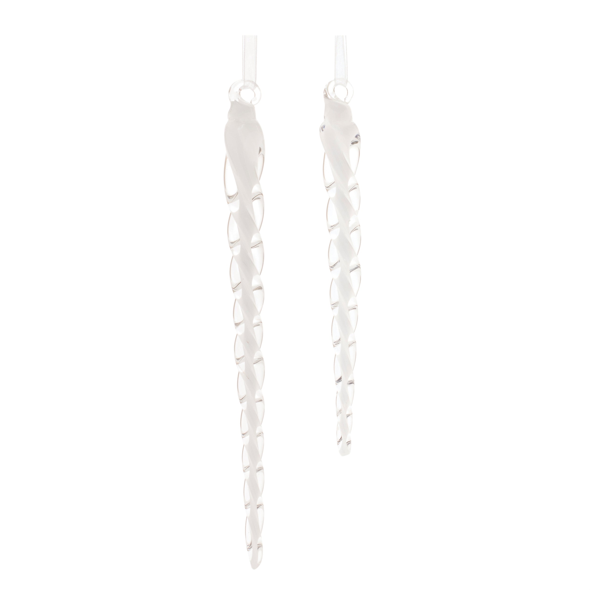 Icicle Ornament (Set of 2) 6.5"H, 8.5"H Glass