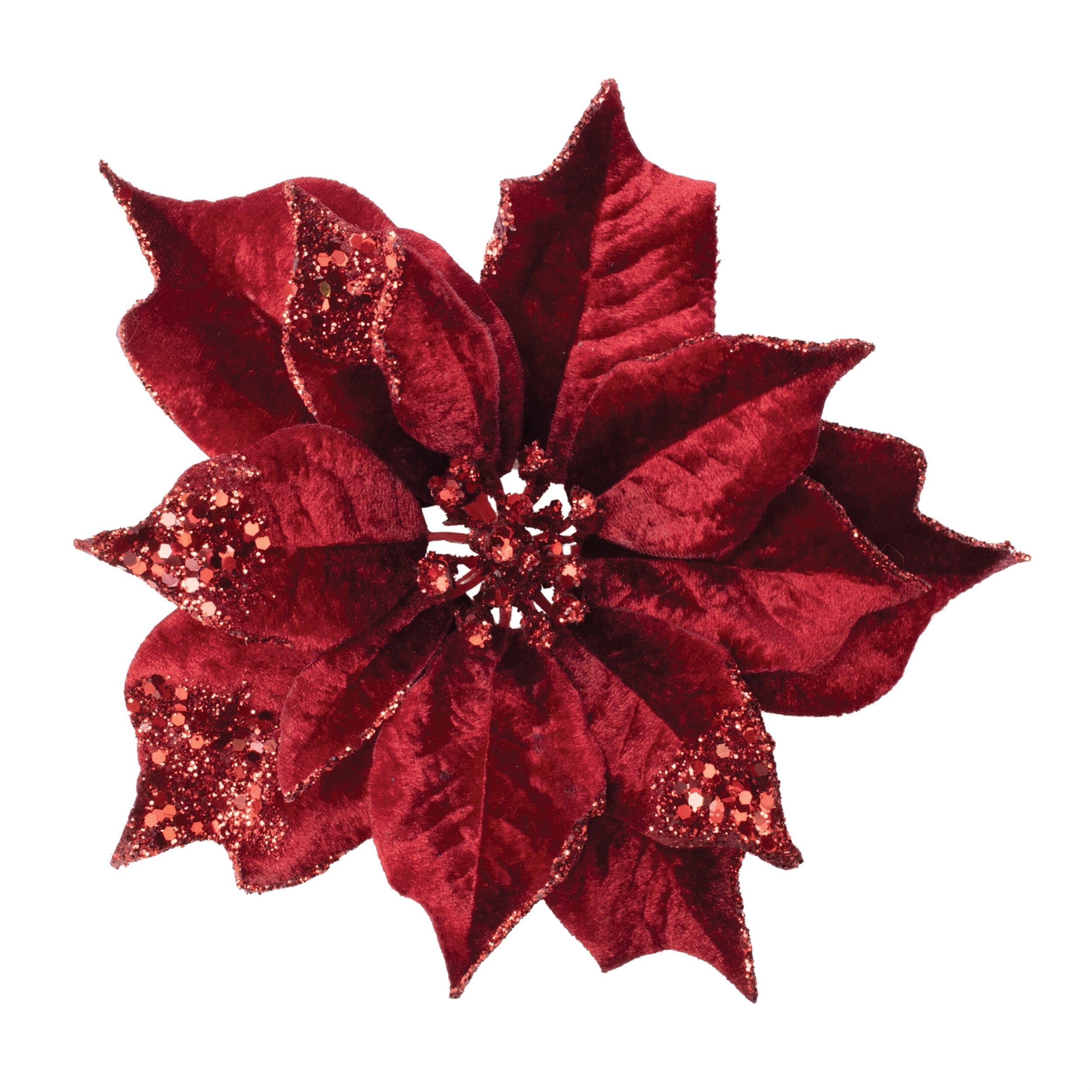 Poinsettia Clip 8"D x 3"H Polyester