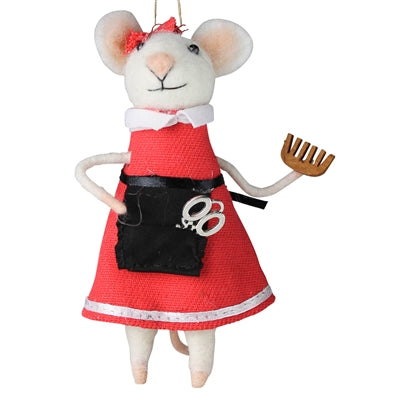Hairdresser Mouse Ornament, Felt