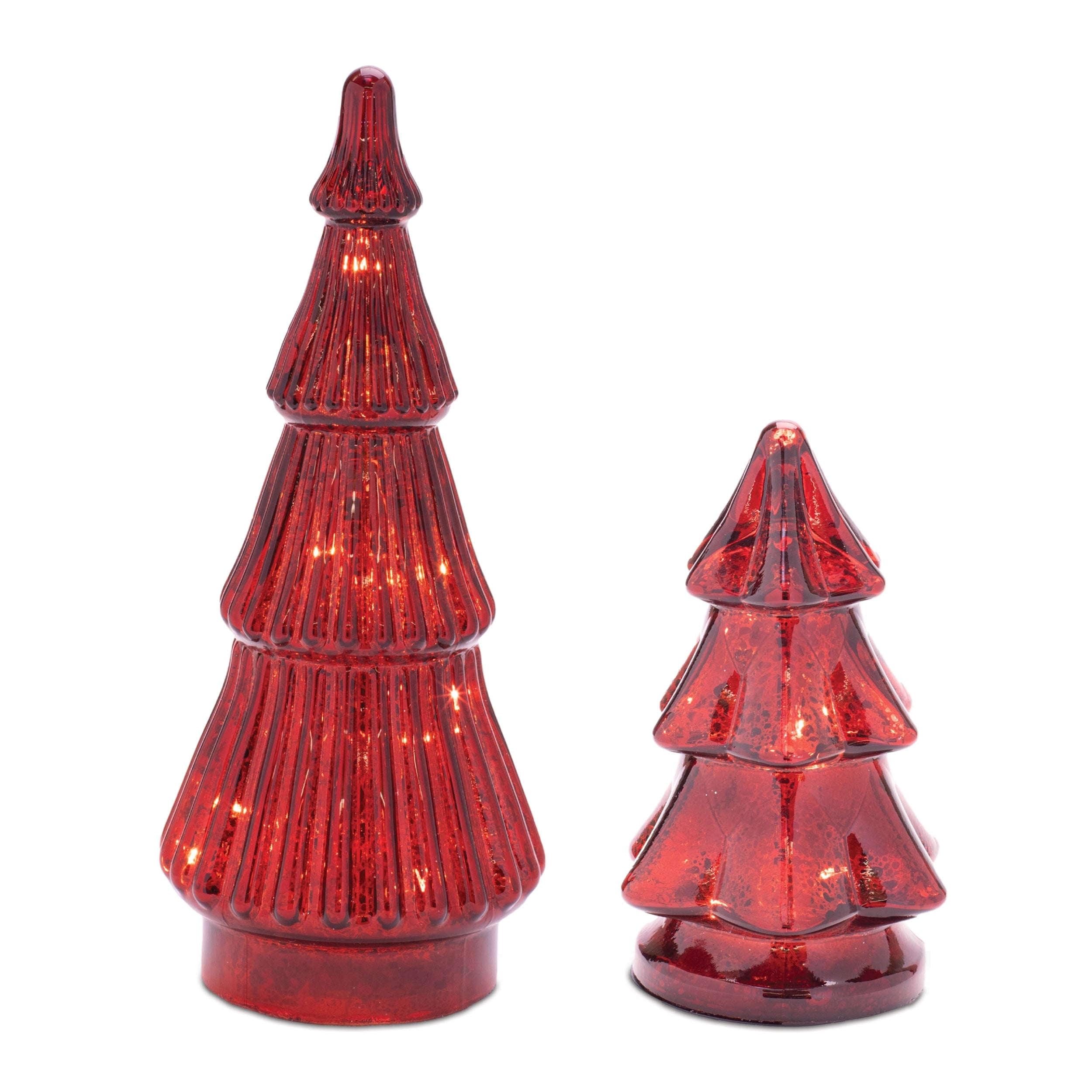 LED Tree (Set of 2) 6.5"H, 9"H Glass 3 AA Batteries Not Included