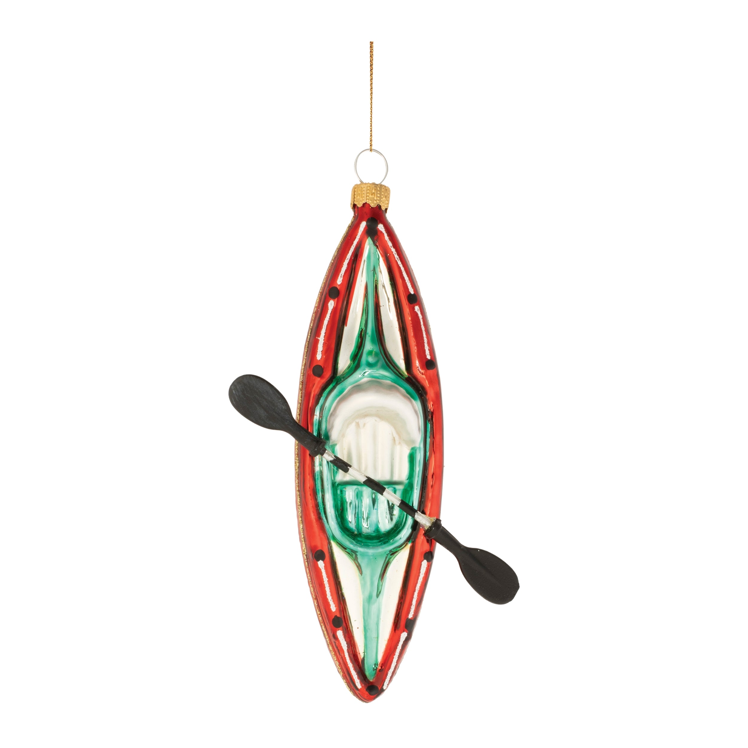 Kayak Ornament 5.5”H Glass