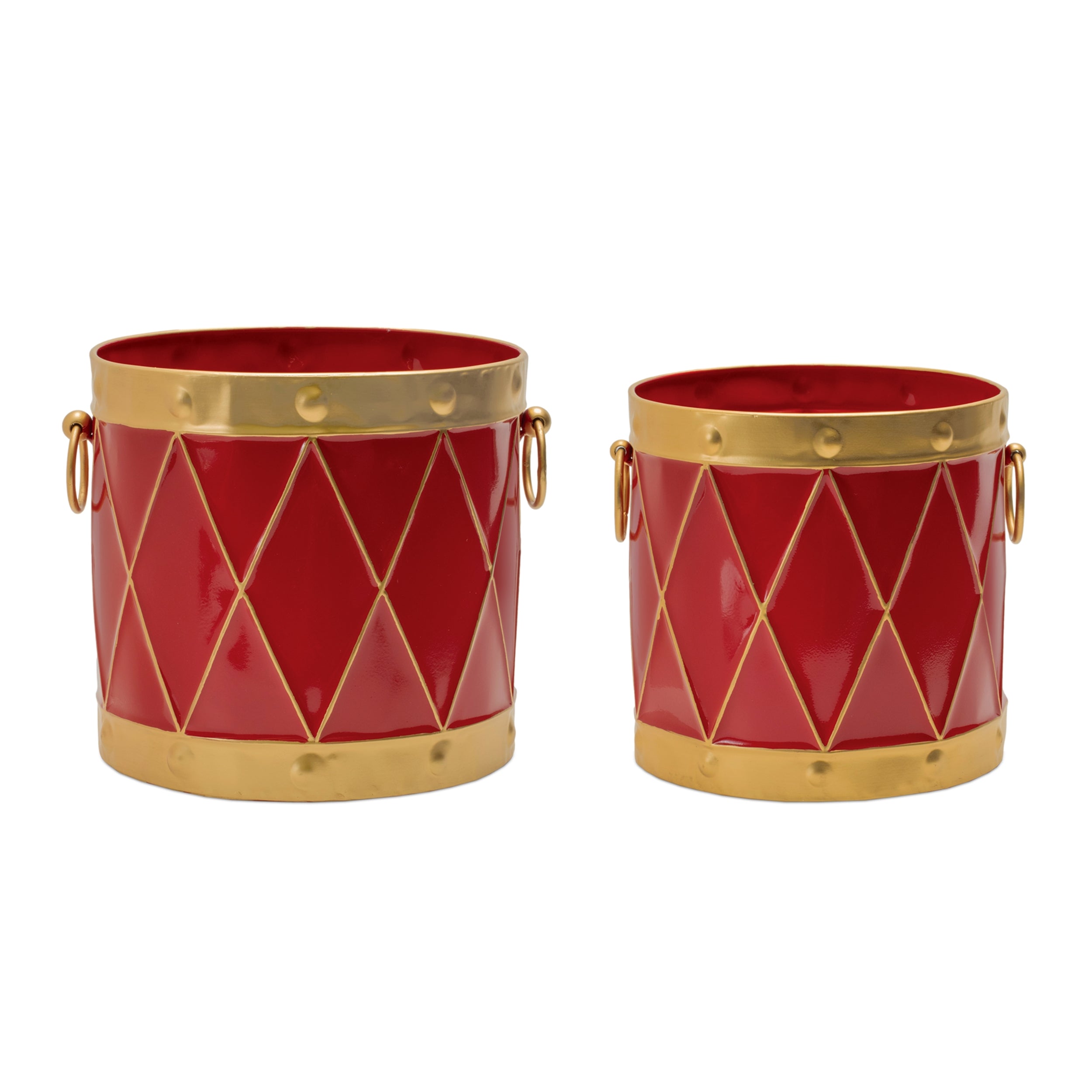 Drum Planter (Set of 2) 8.5"D x 7.5"H, 9"D x 8.5"H Iron
