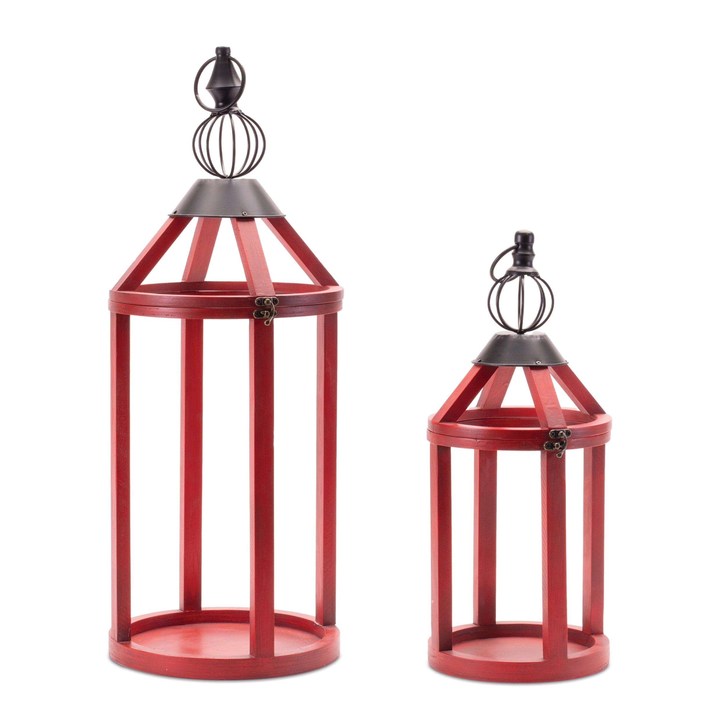 Lantern (Set of 2) 16.5"H, 23"H Wood/Iron
