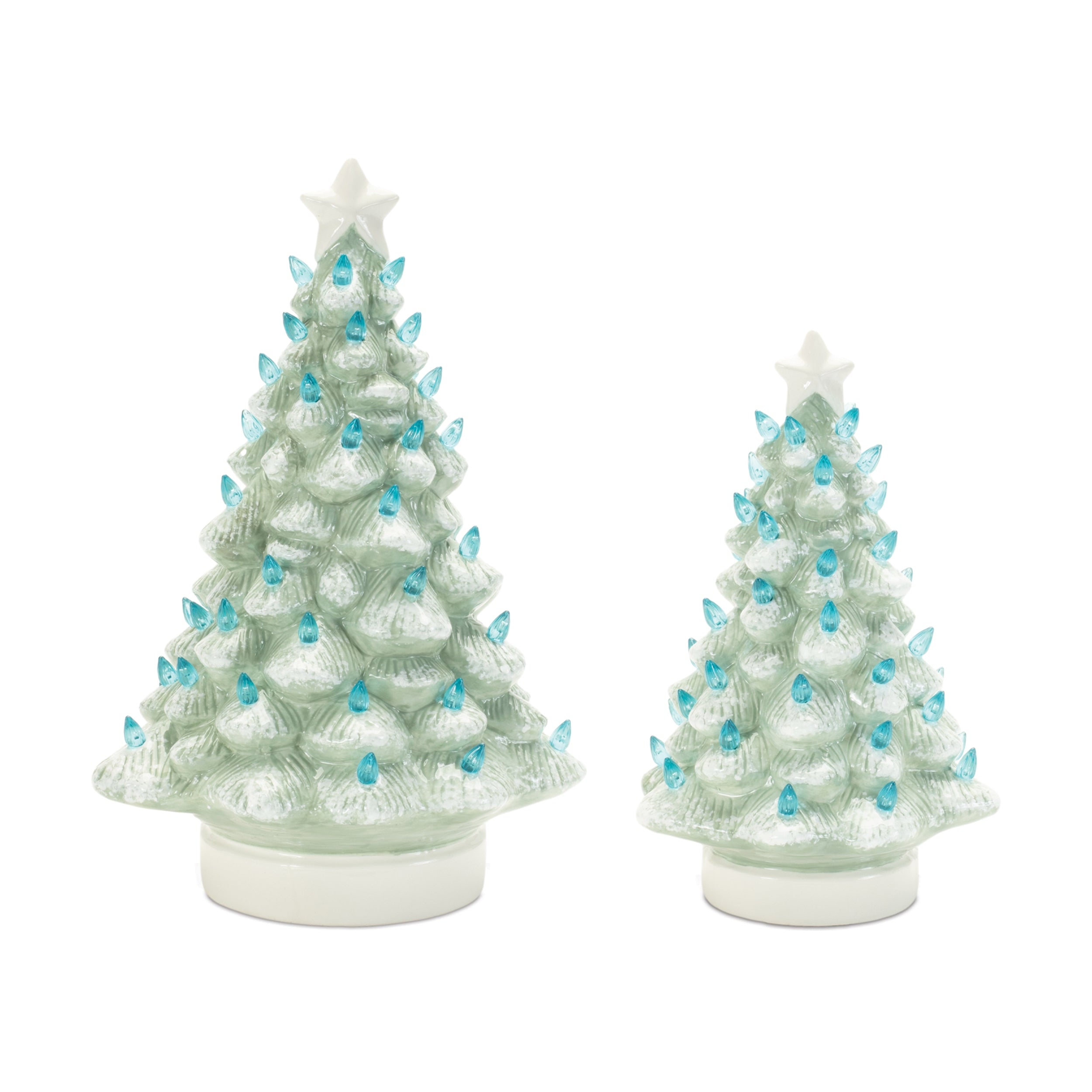 LED Tree (Set of 2) 11.5"H, 15"H Ceramic