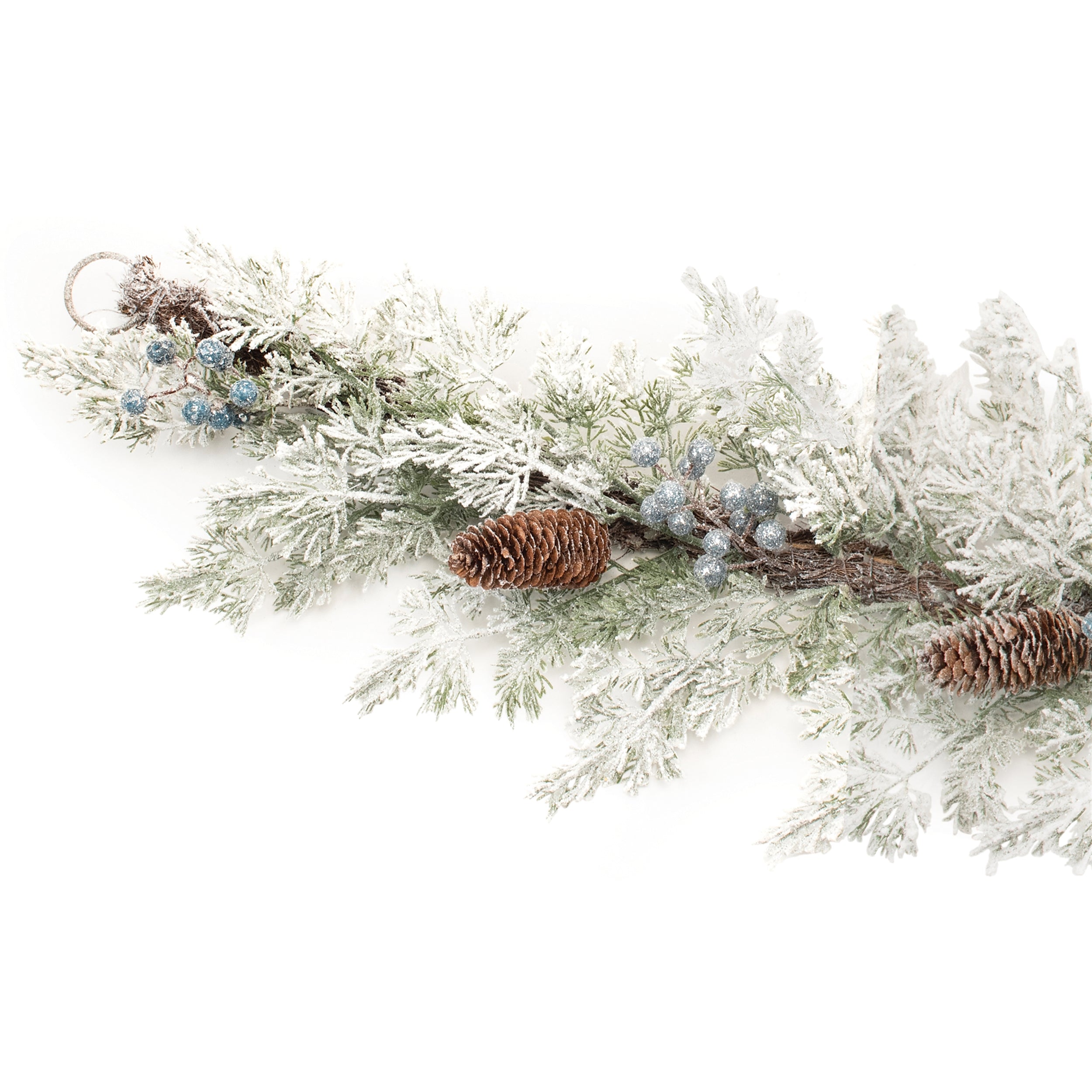 Flocked Pine w/Berry Garland 5'L