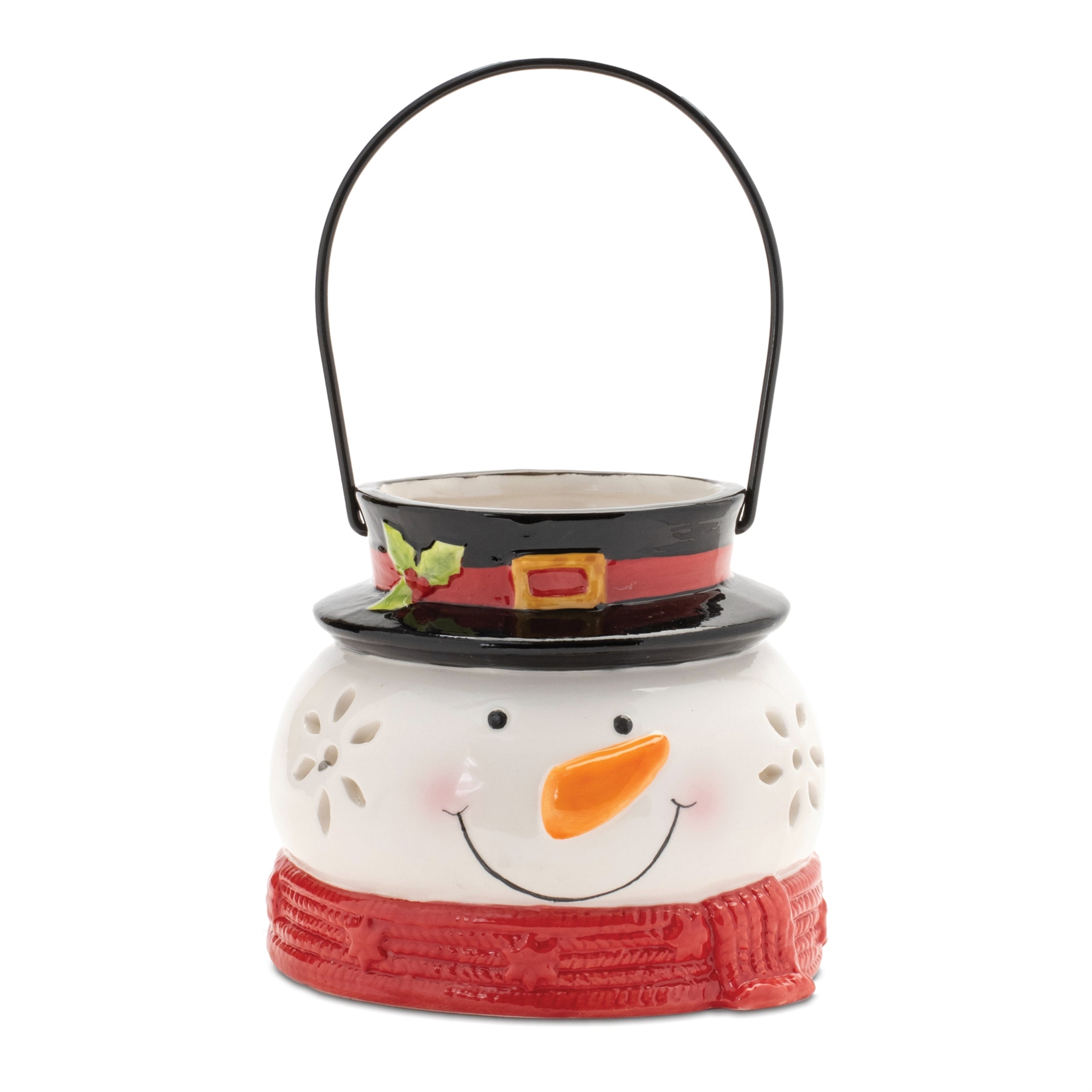 Snowman Candle Holder 6"D x 4.75"H Dolomite