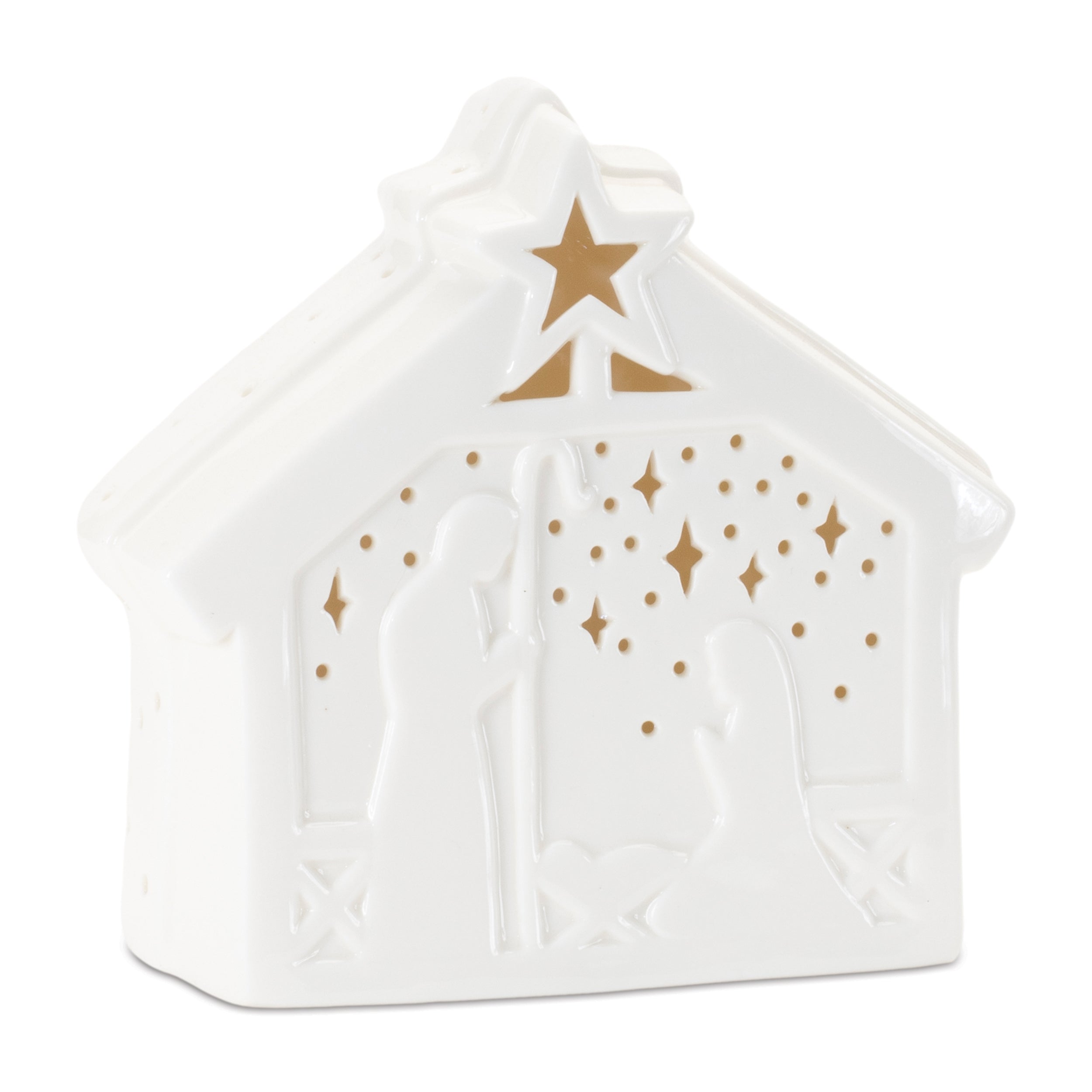 LED Nativity 6.5”H Ceramic 2 AA Batteries Not Included