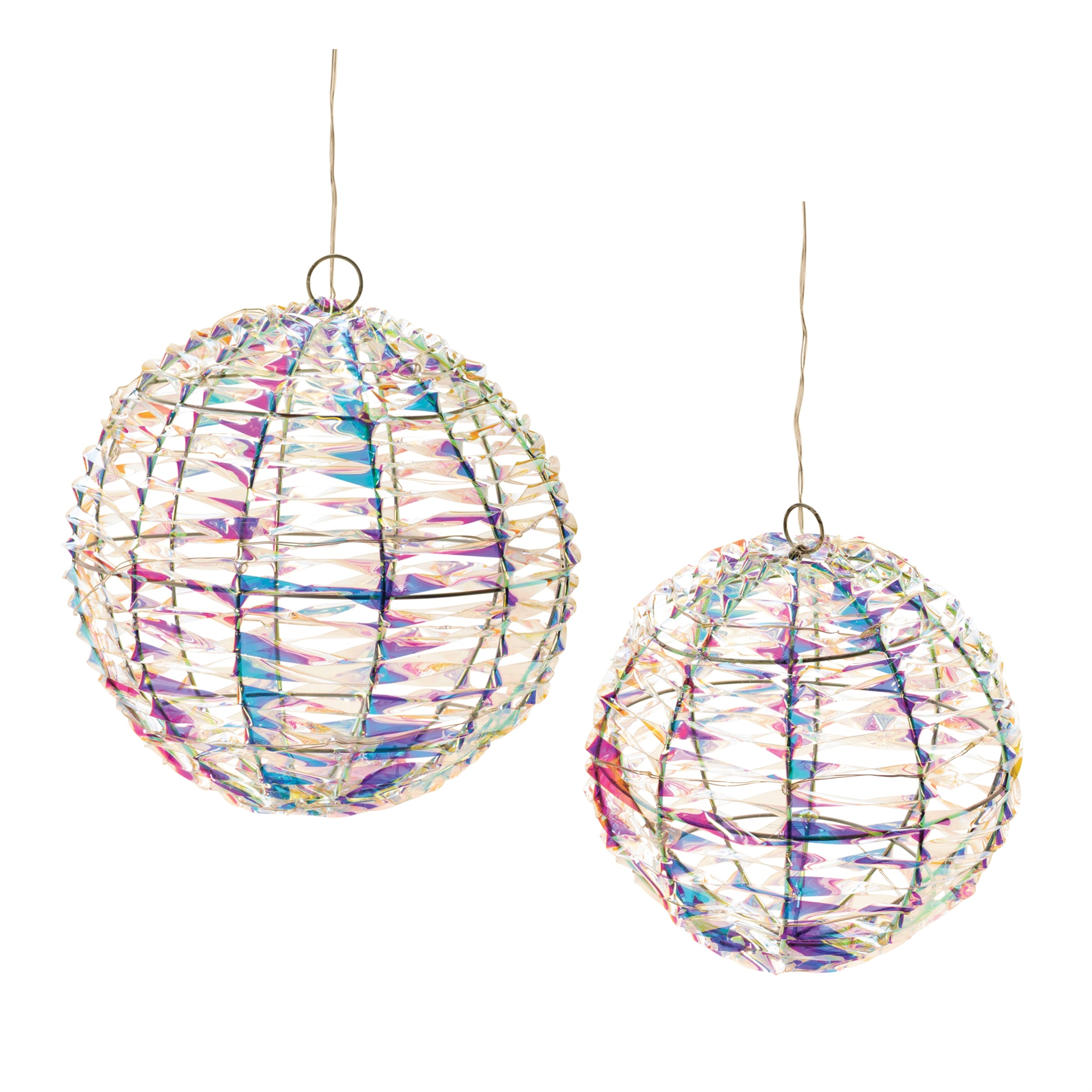 LED Orb (Set of 2) 8"D, 10"D PVC/Wire 3 AA Batteries Not Included/USB Cord Included